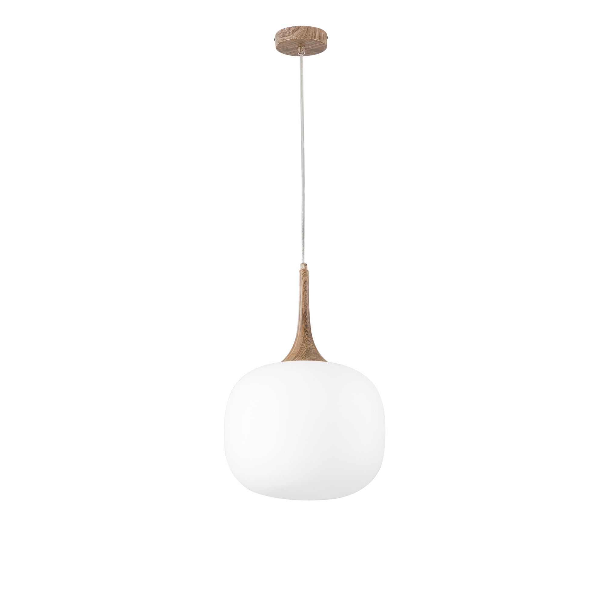 JAIPUR pendant light in wood-effect metal with white glass diffuser Ø 30 cm - Luce Ambiente e Design