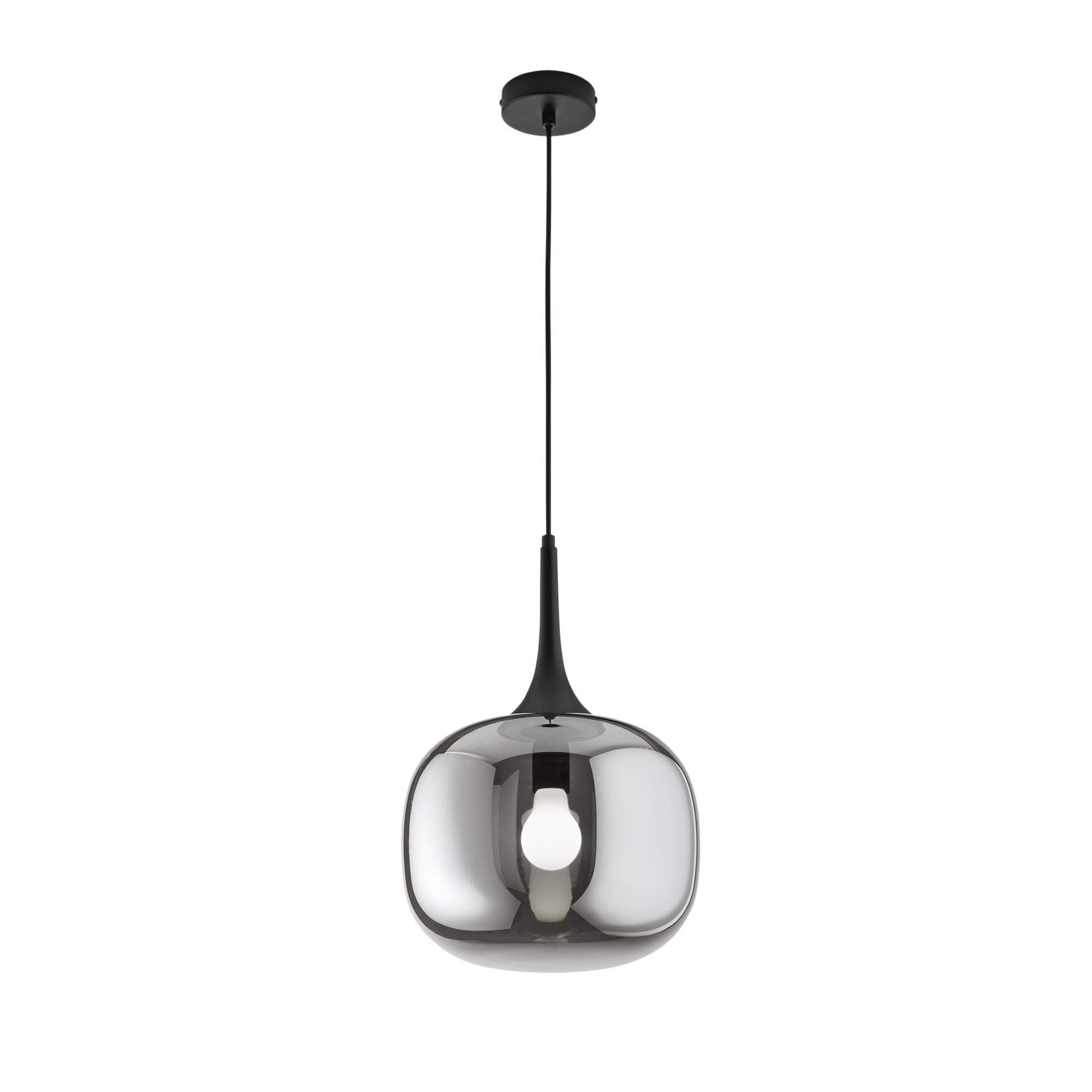 JAIPUR pendant light in black metal with smoked glass diffuser Ø 30 cm - Luce Ambiente e Design