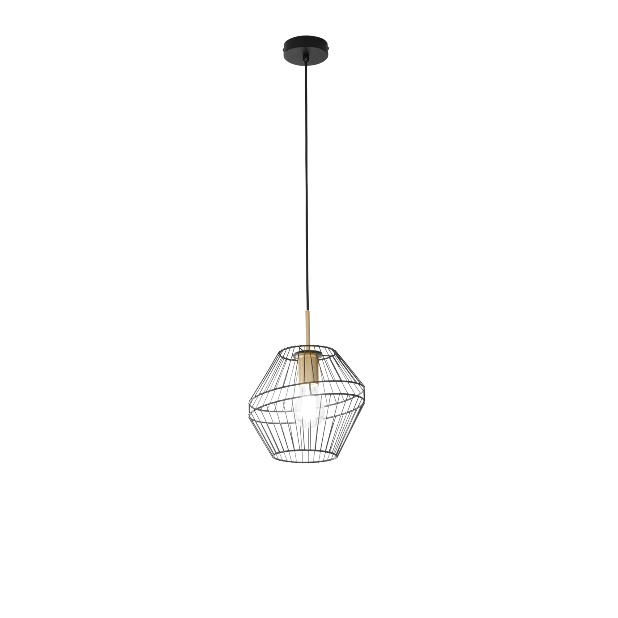 KIKO pendant light in black and gold metal single diffuser Ø 25 cm - Luce Ambiente e Design