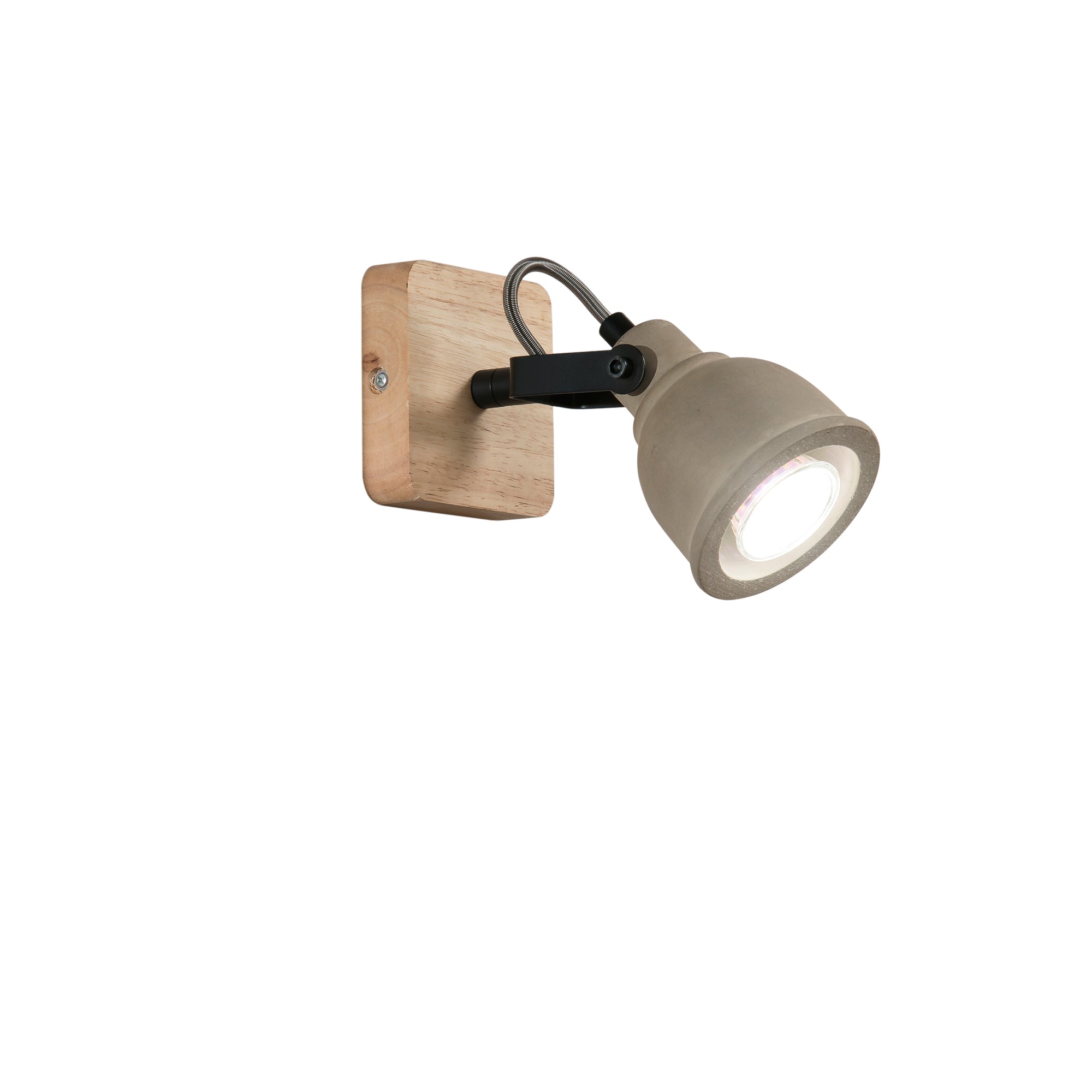 KISA wall light with wooden base and 1 cement diffuser - Luce Ambiente e Design