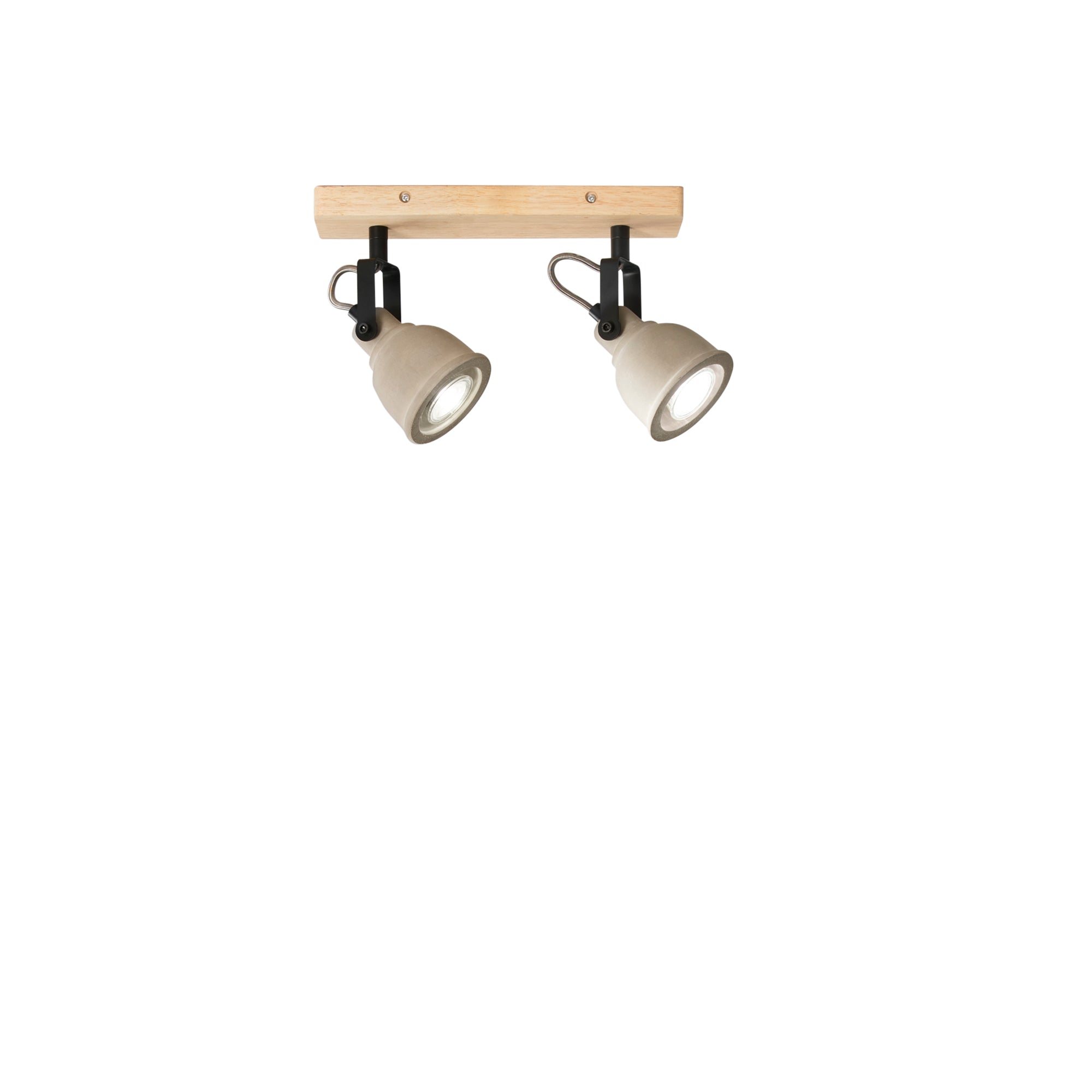 KISA wall light with wooden base and 2 cement diffusers - Luce Ambiente e Design
