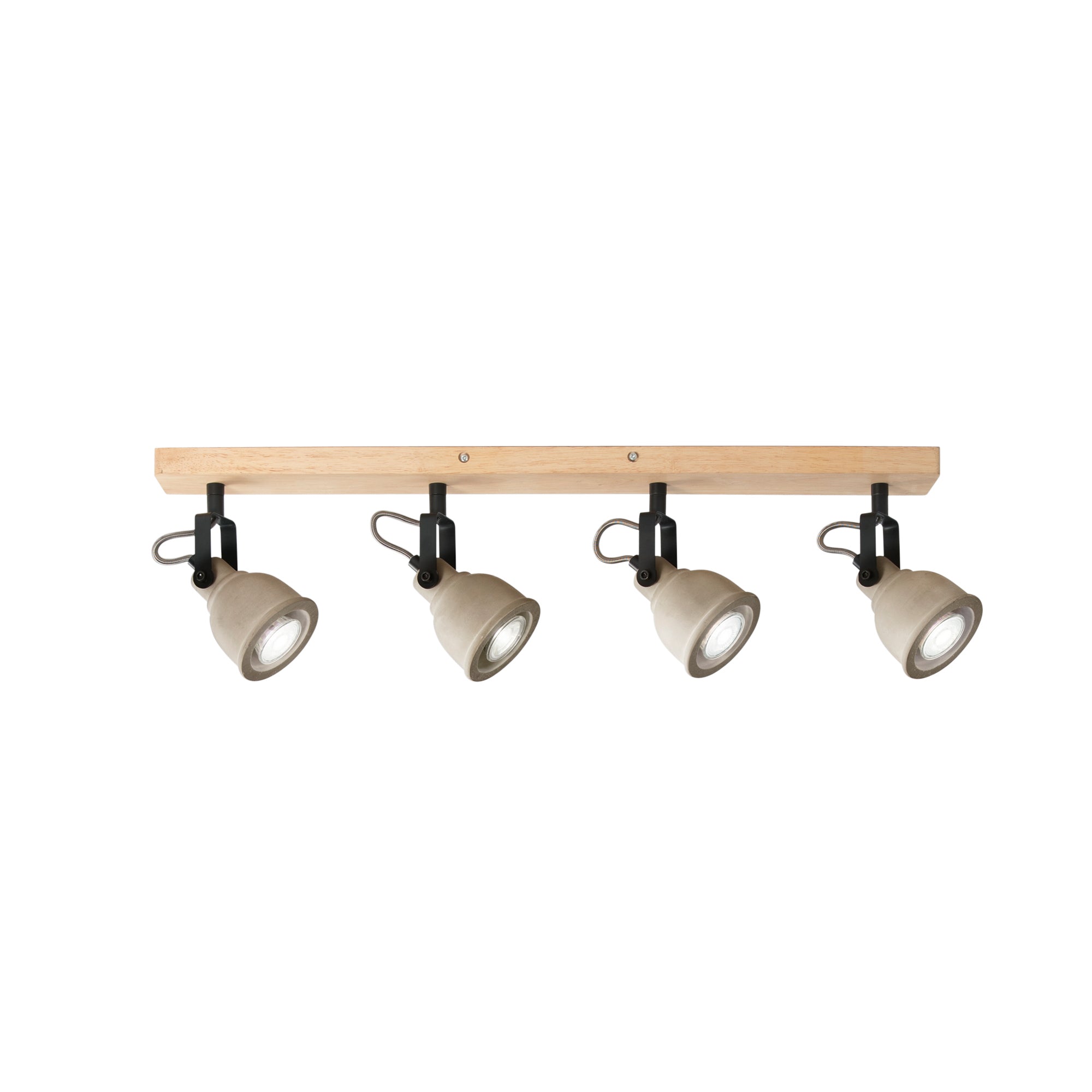 KISA wall light with wooden base and 4 cement diffusers - Luce Ambiente e Design