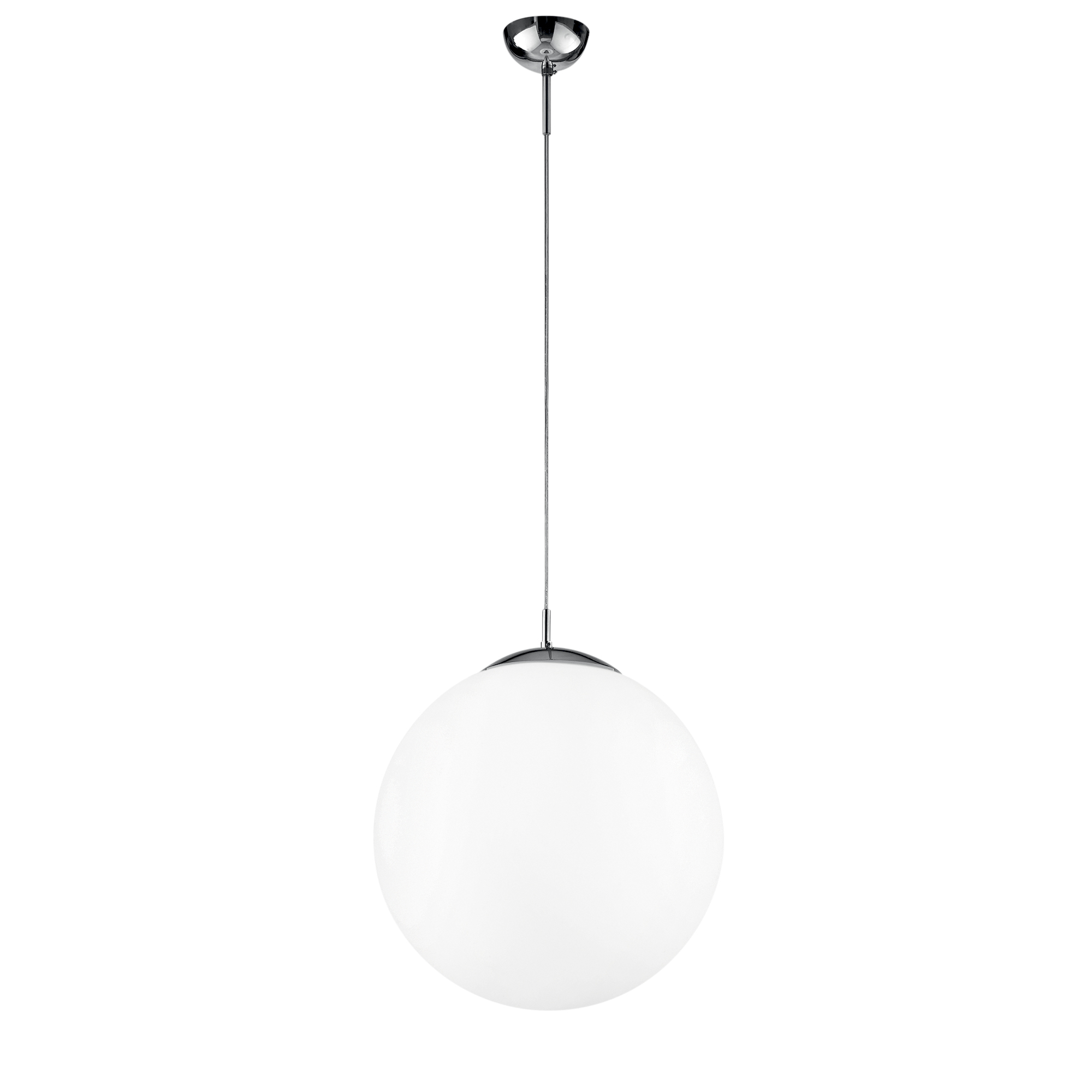 CITY pendant light in chrome metal with single white glass diffuser 35 cm - Luce Ambiente e Design