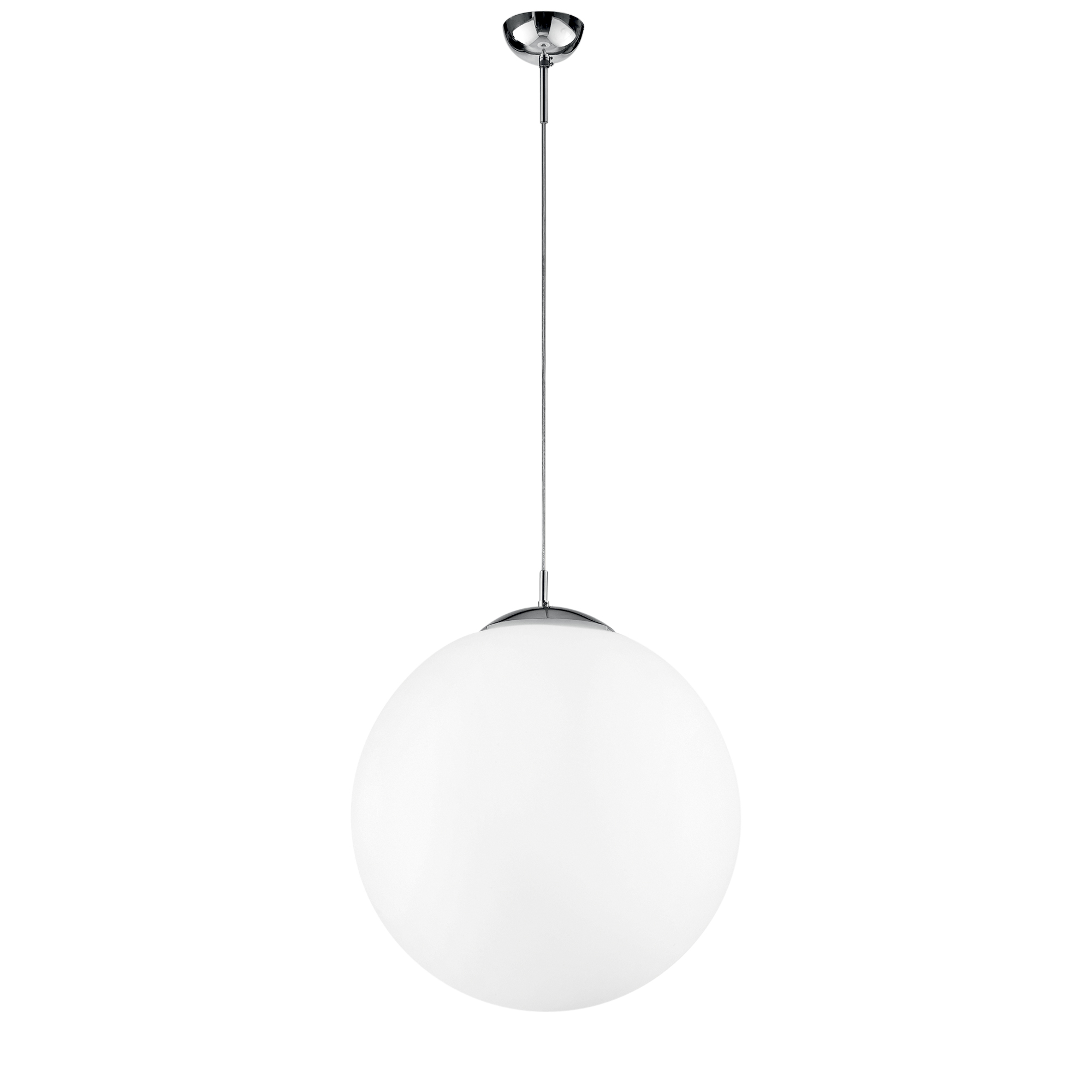 CITY pendant light in chrome metal with single white glass diffuser 45 cm - Luce Ambiente e Design