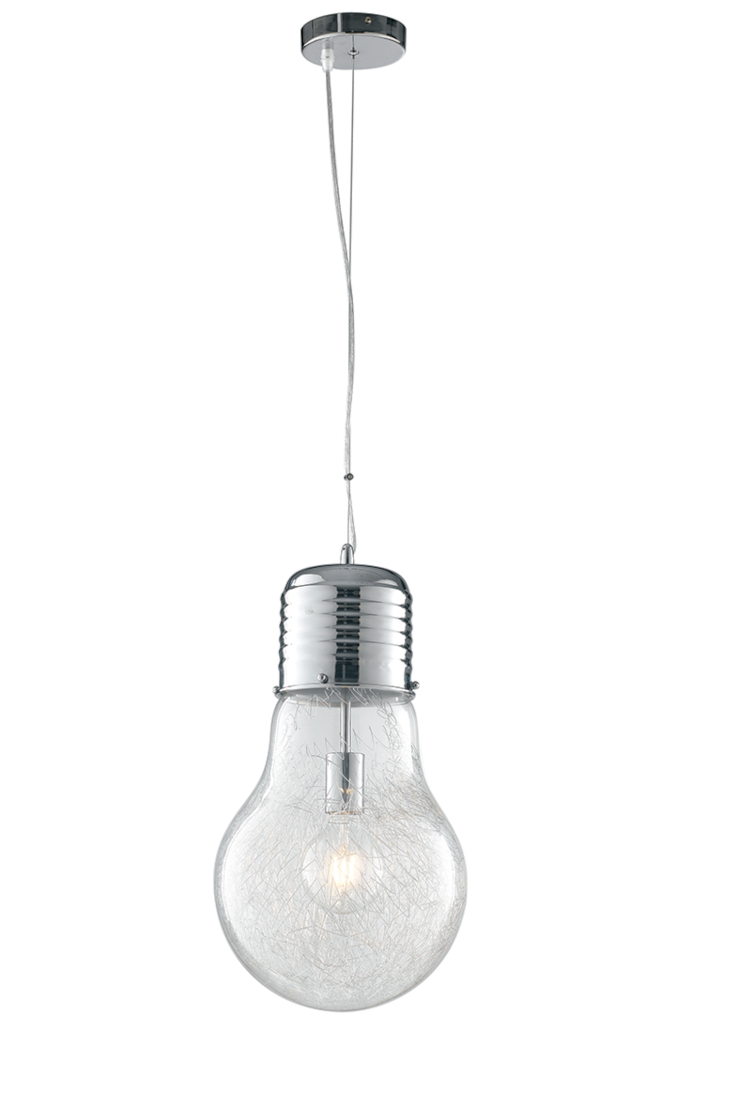 LAMPADINA pendant light in chrome aluminium with glass diffuser 30 cm - Luce Ambiente e Design