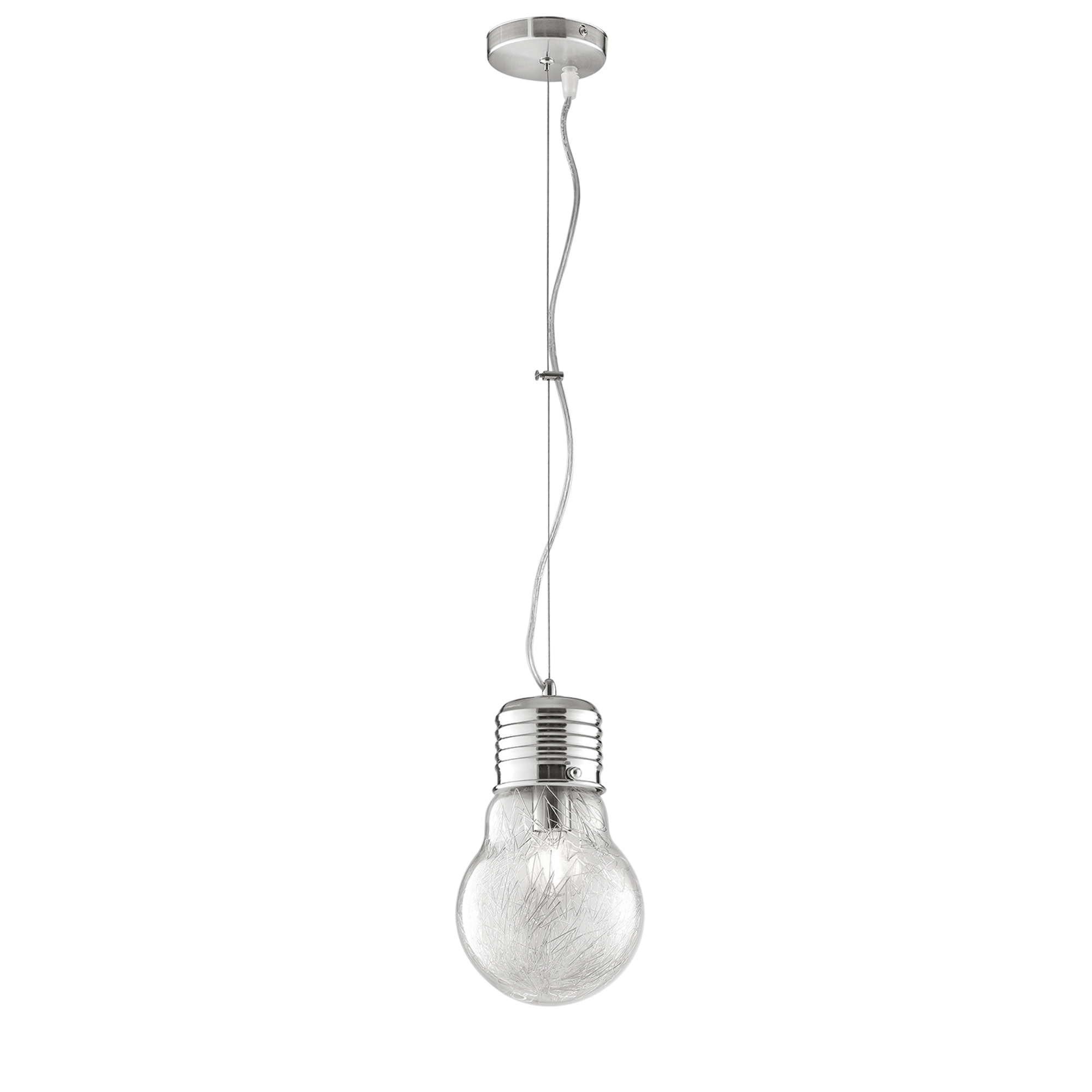 LAMPADINA pendant light in chrome aluminium with glass diffuser 15 cm - Luce Ambiente e Design