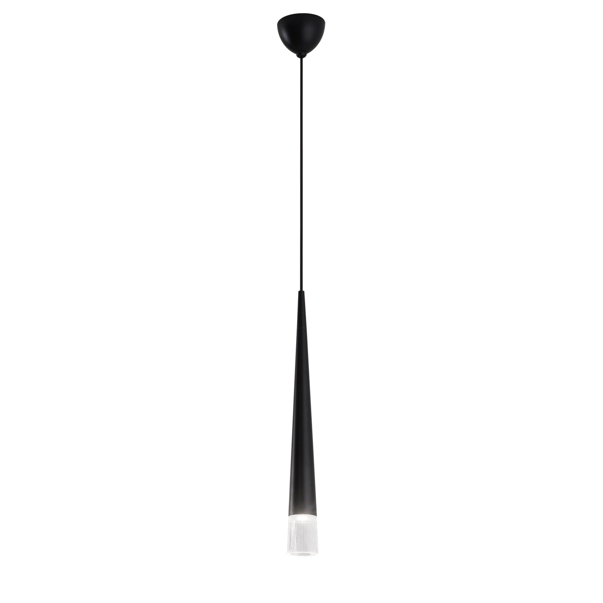 LANCELOT conical pendant in black metal with glass diffuser - Luce Ambiente e Design