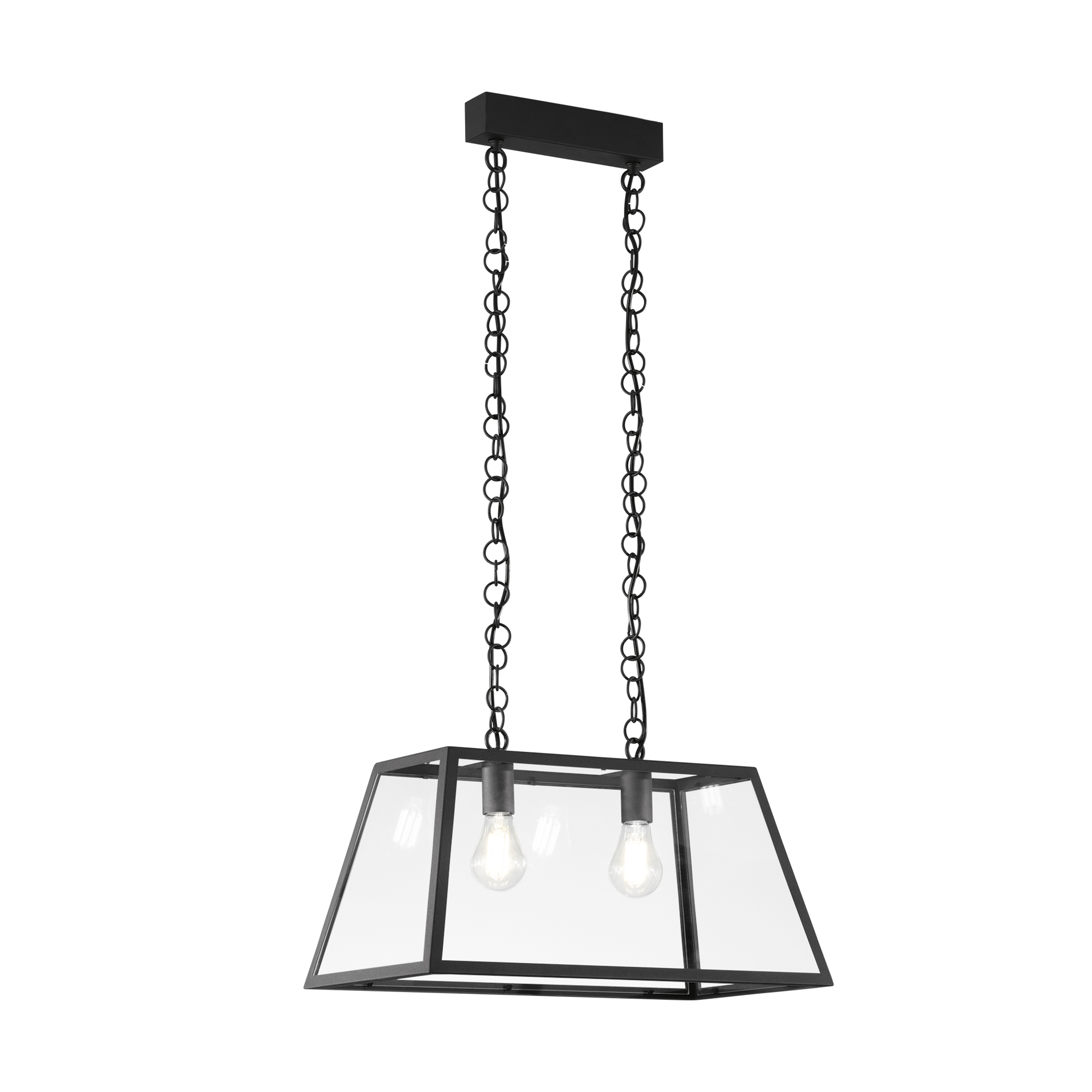 LEXINGTON pendant in black metal and glass 2 lights - Luce Ambiente e Design