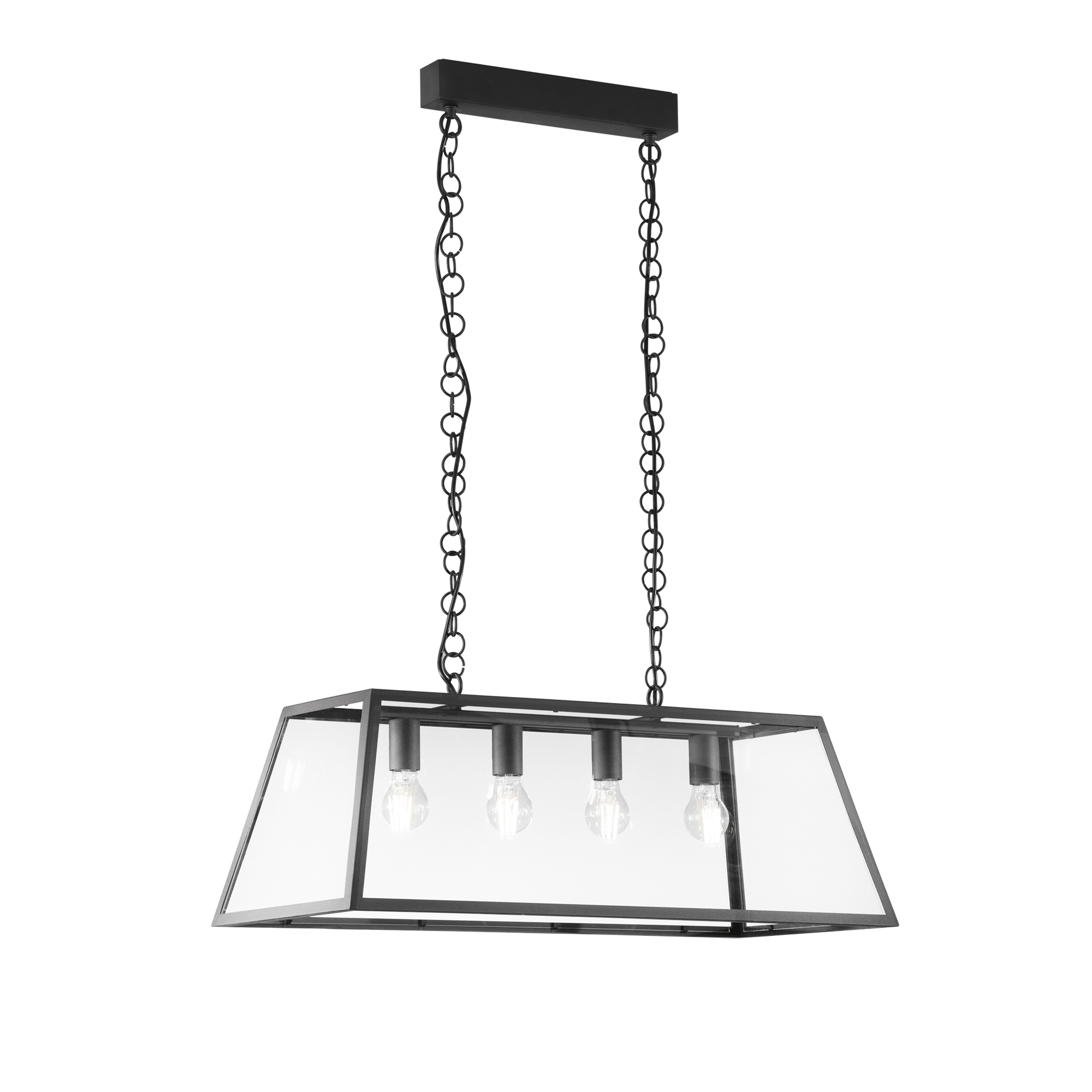 LEXINGTON pendant in black metal and glass 4 lights - Luce Ambiente e Design