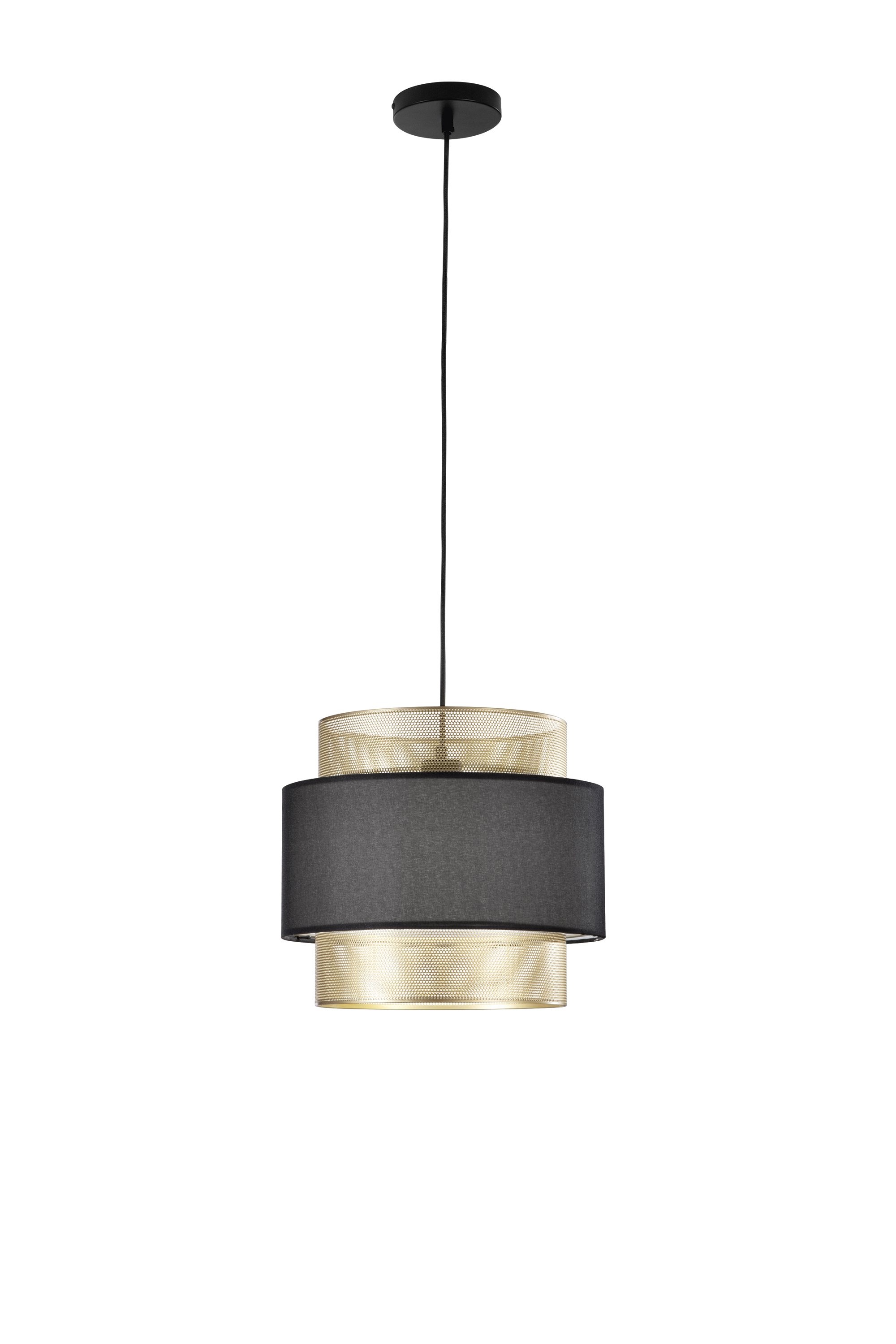 LOUNGE pendant in gold and black 1 light h200 cm Ø35 cm - Luce Ambiente e Design