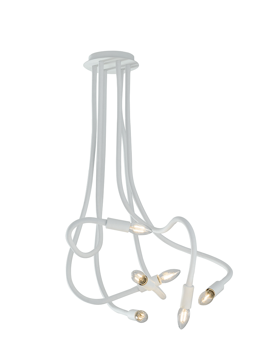 LOVER ceiling light in white metal with 6 flexible arms - Luce Ambiente e Design