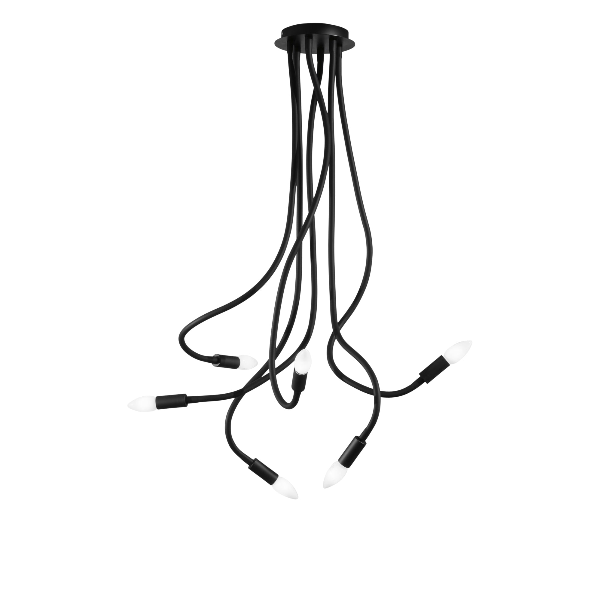 LOVER ceiling light in black metal with 6 flexible arms - Luce Ambiente e Design