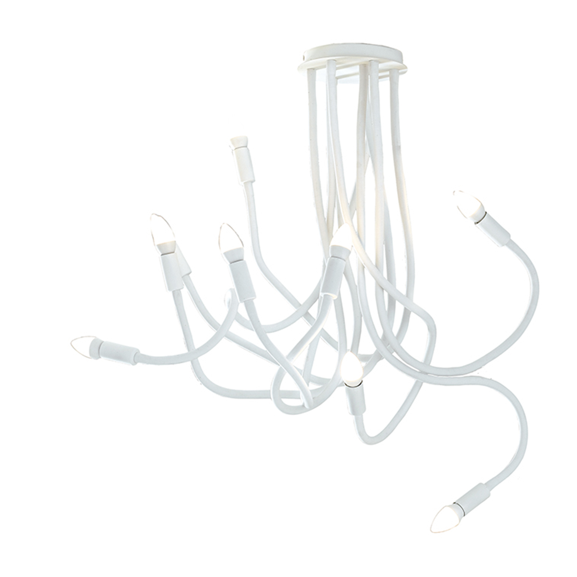 LOVER ceiling light in white metal with 9 flexible arms - Luce Ambiente e Design