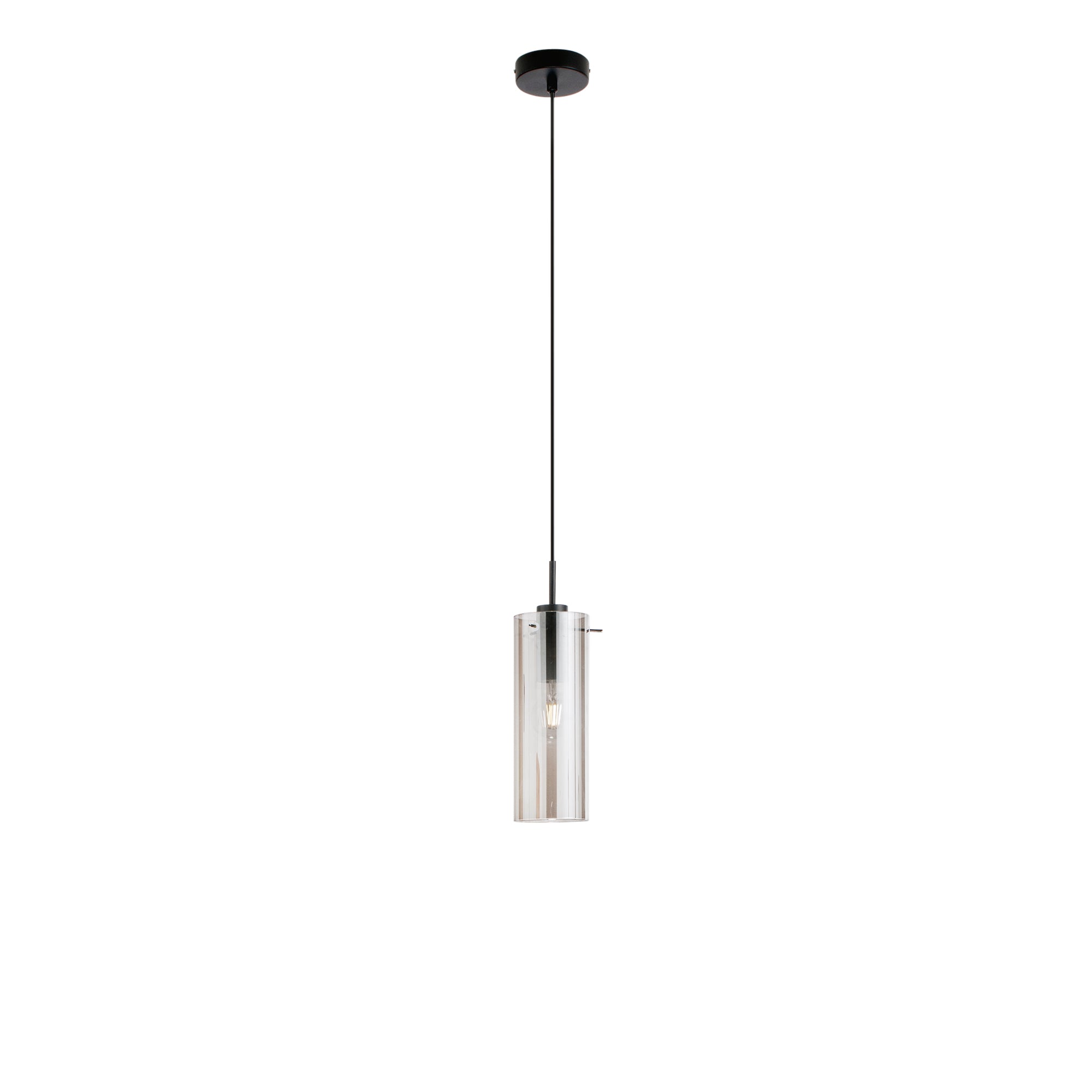 MAGIC pendant in black metal with single smoked glass diffuser - Luce Ambiente e Design