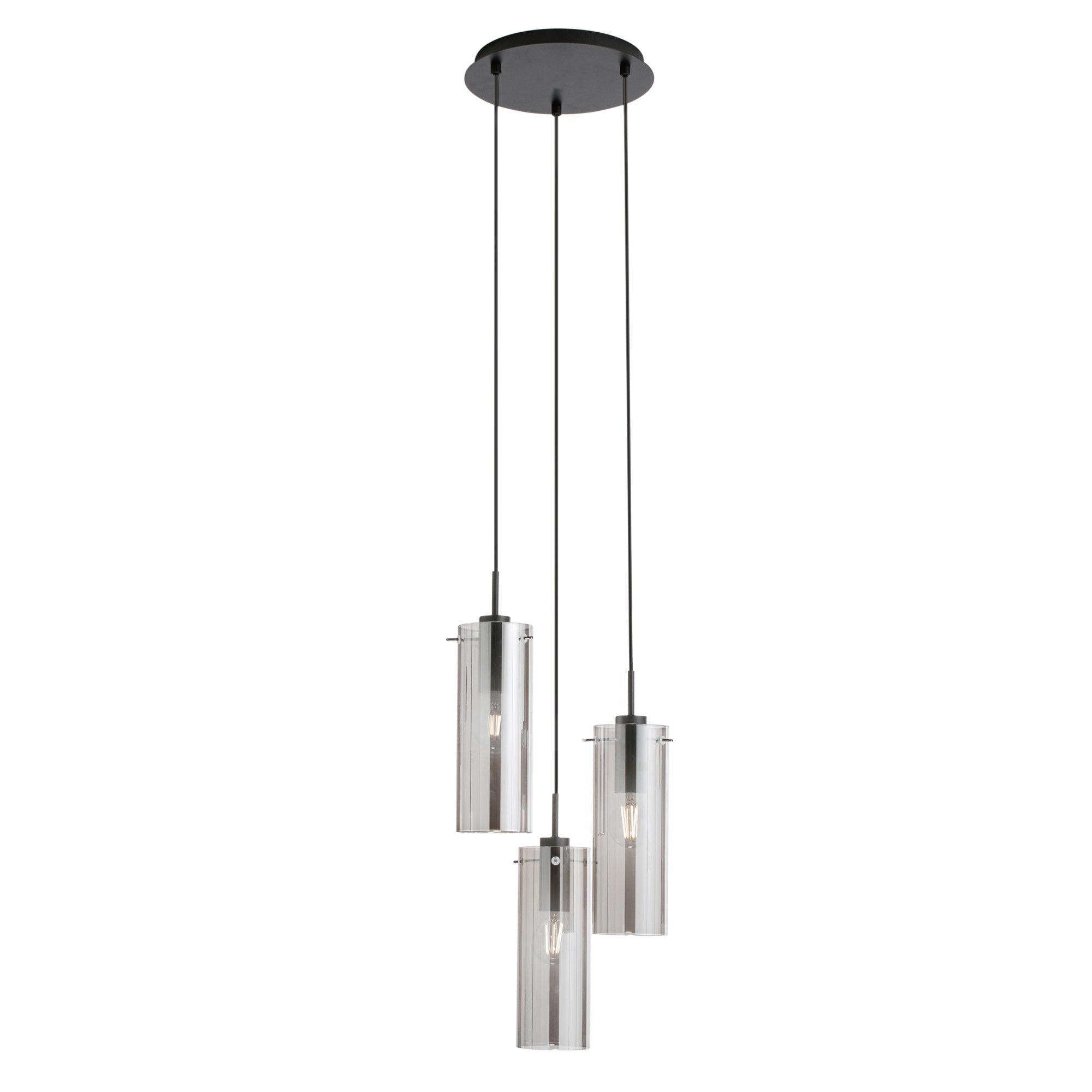 MAGIC pendant in black metal with 3 smoked glass diffusers - Luce Ambiente e Design