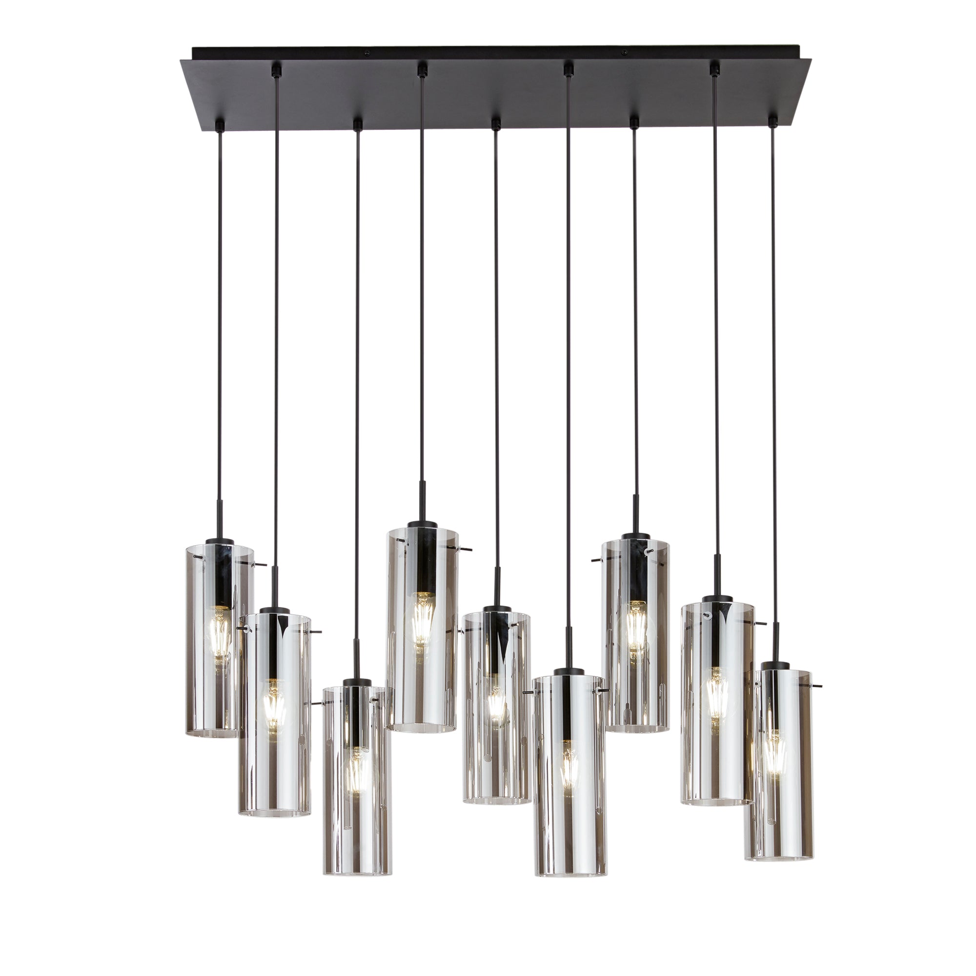 MAGIC pendant in black metal with 9 smoked glass diffusers - Luce Ambiente e Design