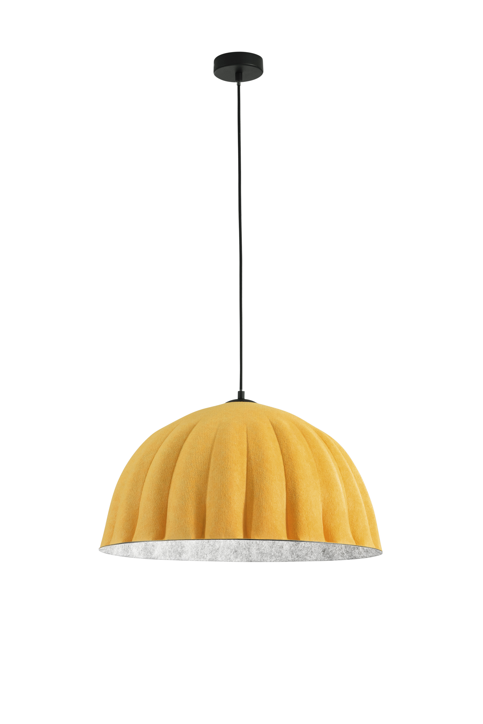 MIDI pendant yellow with grey interior in natural felt - Luce Ambiente e Design