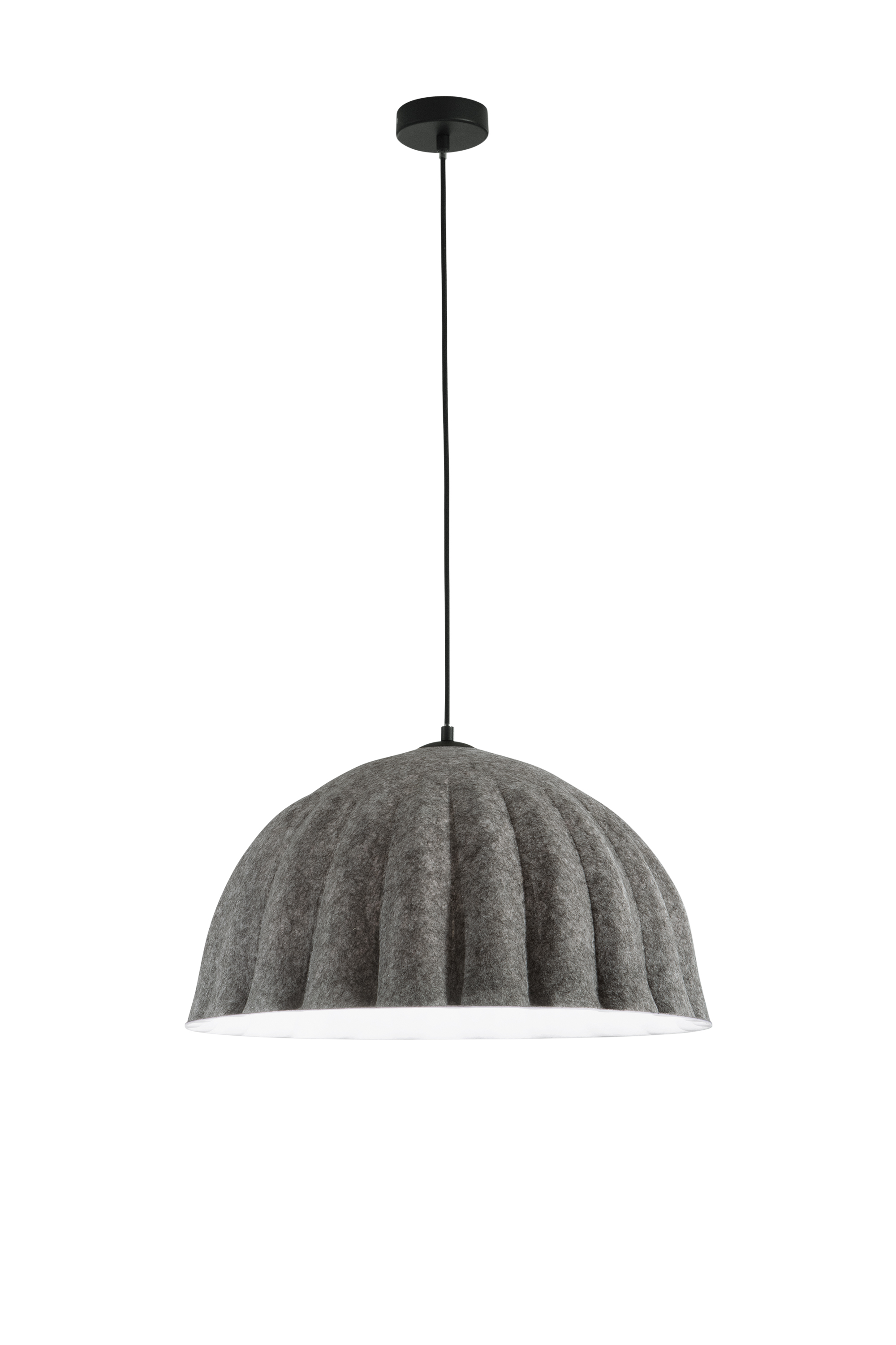 MIDI pendant grey with white interior in natural felt - Luce Ambiente e Design