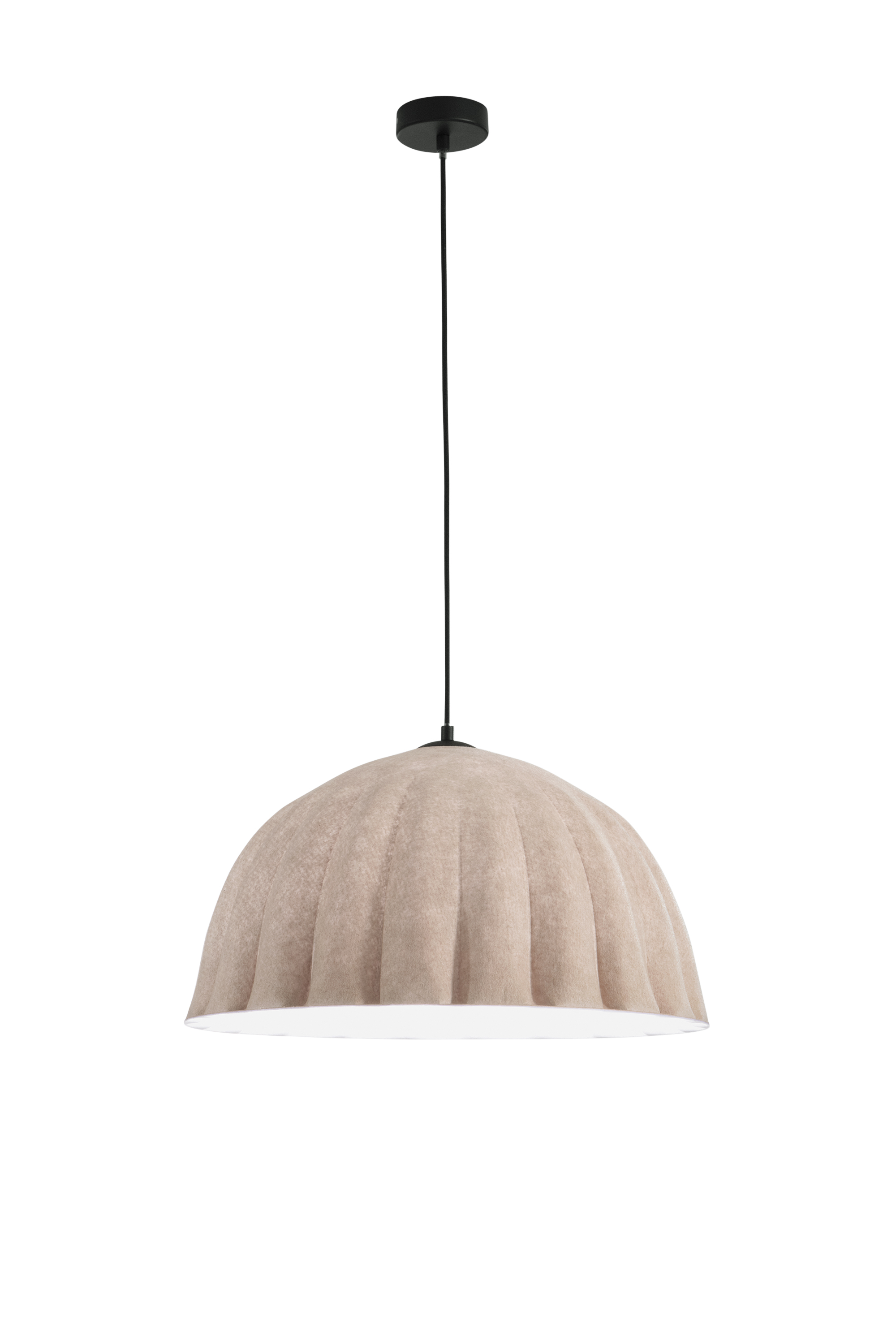 MIDI pendant khaki with white interior in natural felt - Luce Ambiente e Design