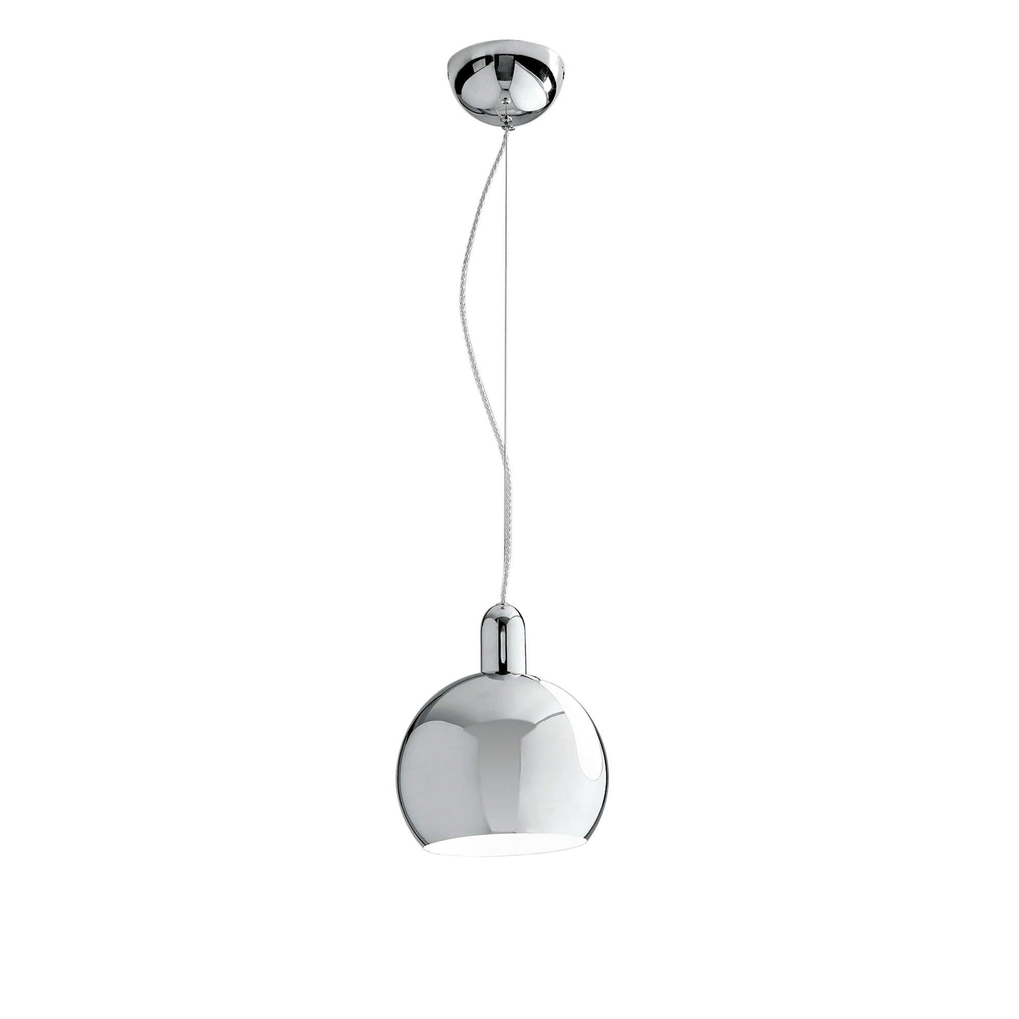 NARCISO pendant in mirrored chrome metal with adjustable sphere 20 cm - Luce Ambiente e Design