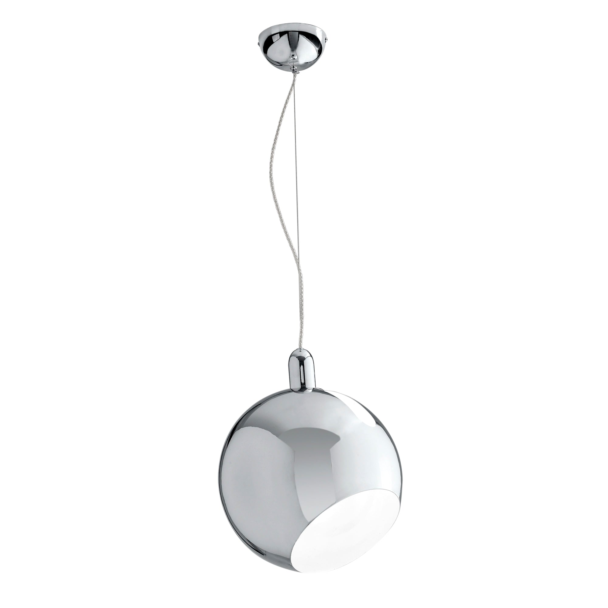 NARCISO pendant in mirrored chrome metal with adjustable sphere 30 cm - Luce Ambiente e Design