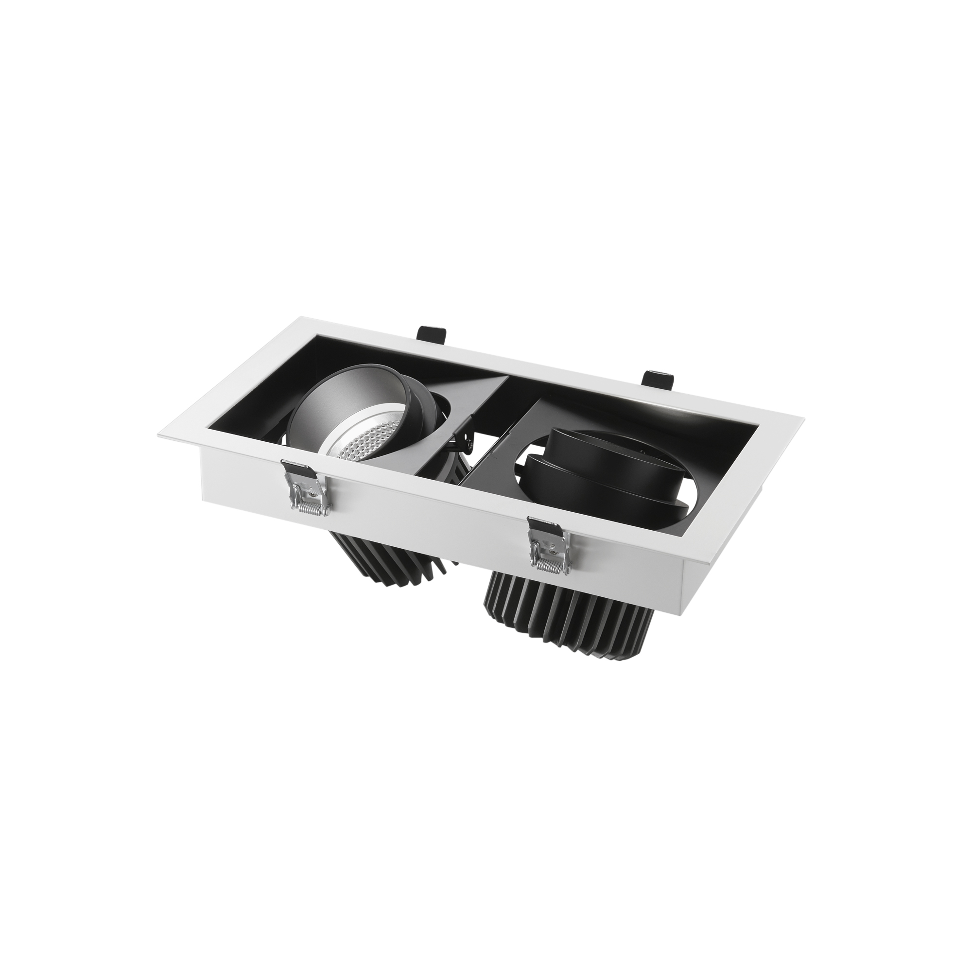 APOLLO anti-glare black LED recessed with adjustable light 2x30W warm light - Intec