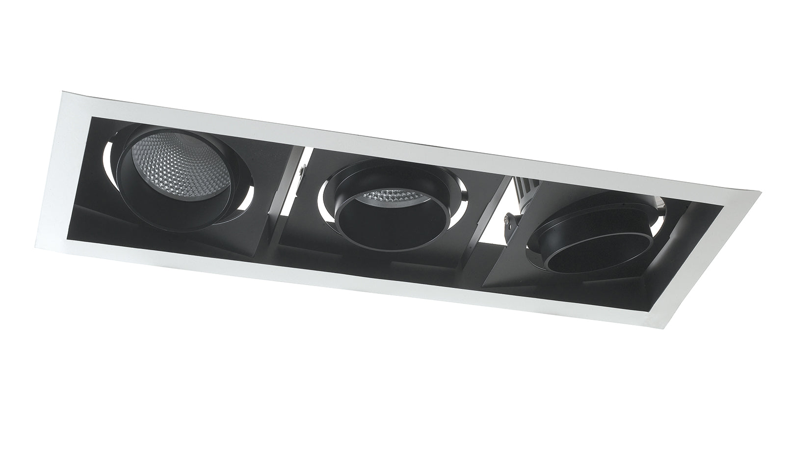 APOLLO anti-glare black LED recessed with adjustable light 3x10W warm light - Intec