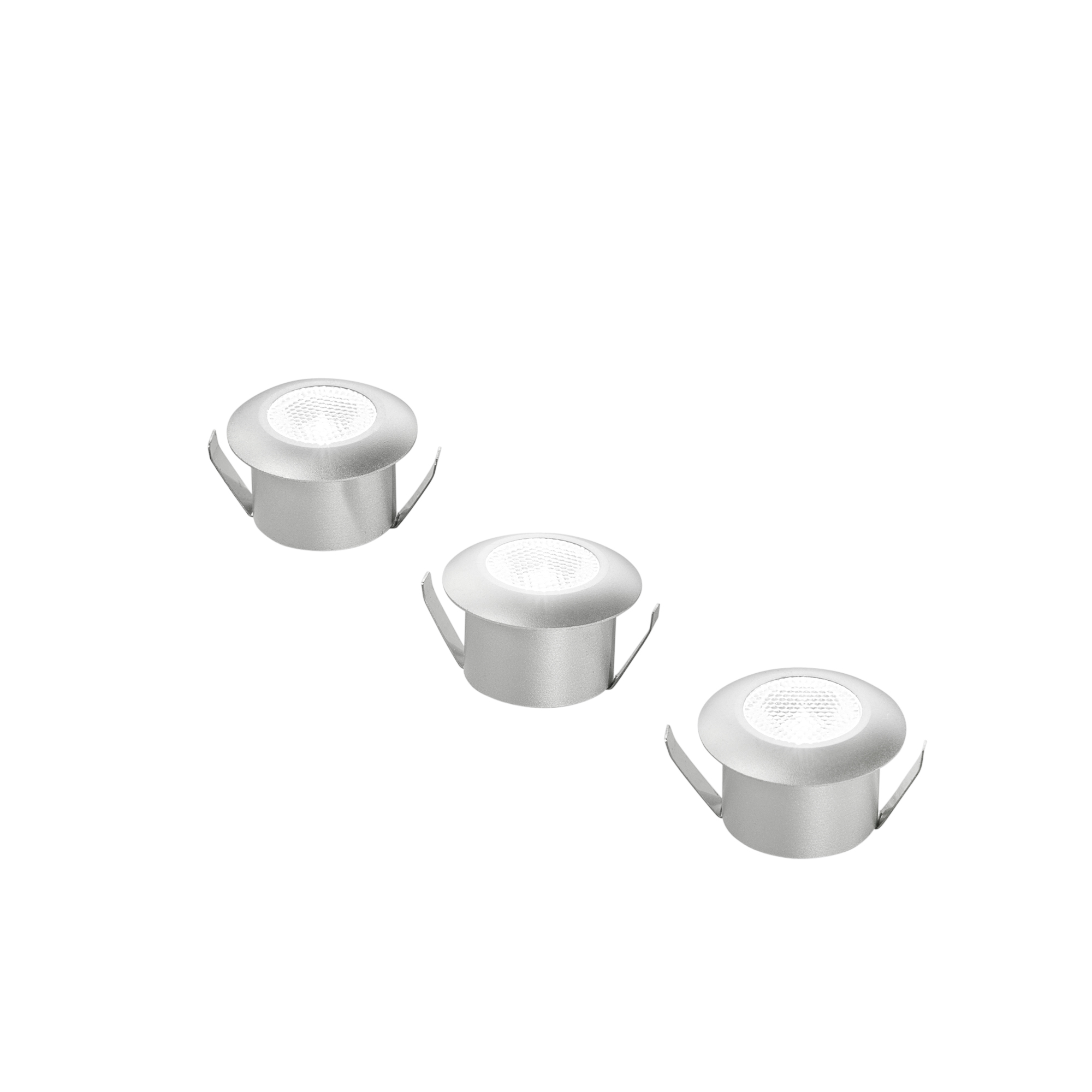 Kit 3 ASSO LED recessed round in silver aluminum with accessories natural light - Intec
