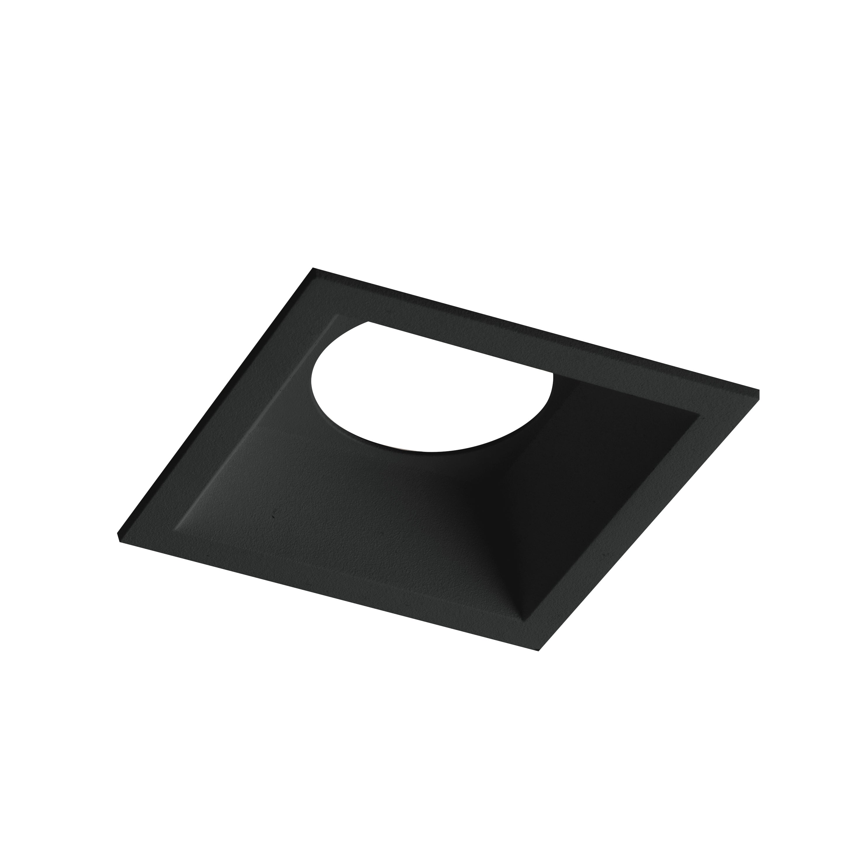 AYRIS square anti-glare recessed frame in black aluminum with GU lamp holder - Intec