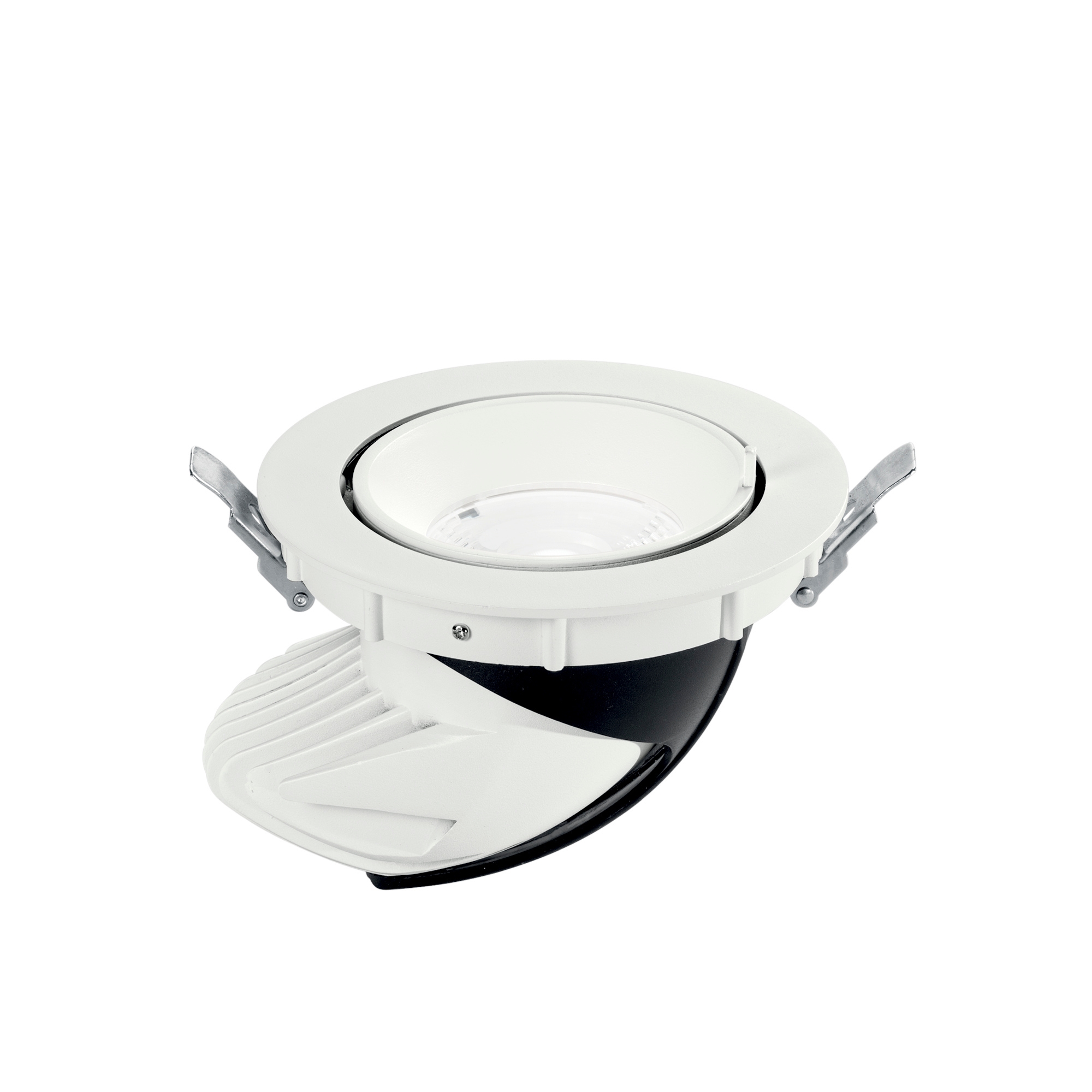 DELTA recessed spotlight LED in satin white aluminum with silver reflector 20W 3000K with adjustable extractable head - Intec