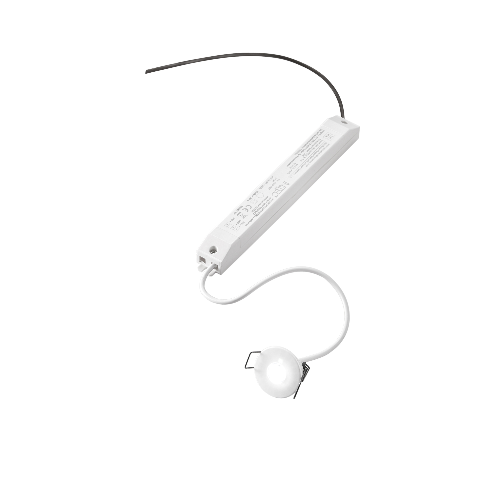 HELP white recessed LED spotlight with emergency light and included 3h battery 1.2W 4000K (natural light) - Intec