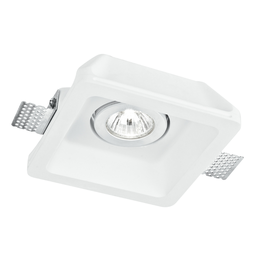 MORGANA square recessed fitting in paintable white plaster, adjustable, 1 x GU10 - Intec