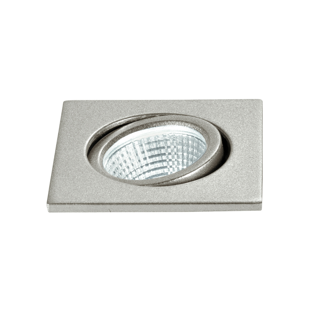 POLARIS square adjustable recessed LED spotlight in silver aluminum - Intec
