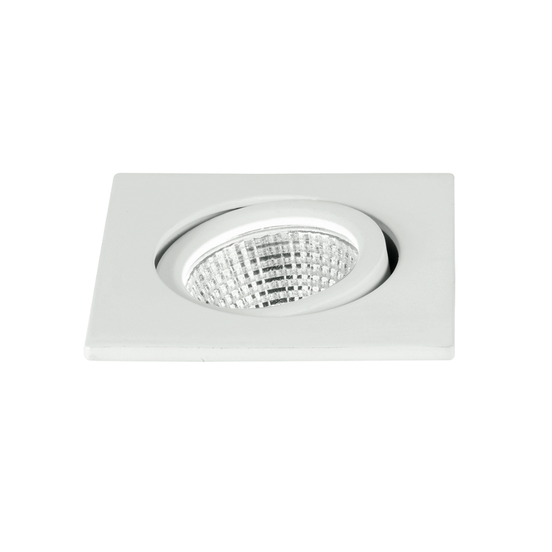 POLARIS square adjustable recessed LED spotlight in white aluminum - Intec