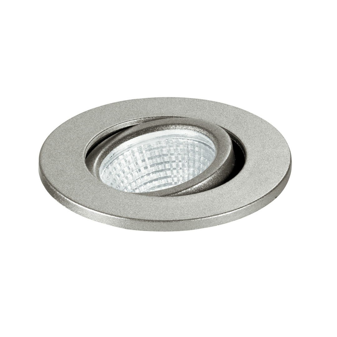 POLARIS round adjustable recessed LED spotlight in silver aluminum - Intec