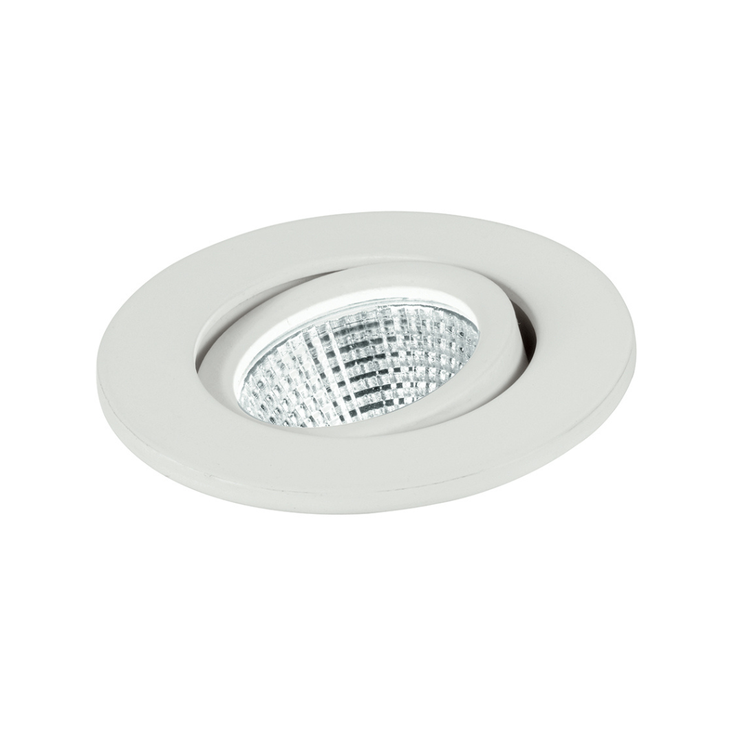 POLARIS round adjustable recessed LED spotlight in white aluminum - Intec
