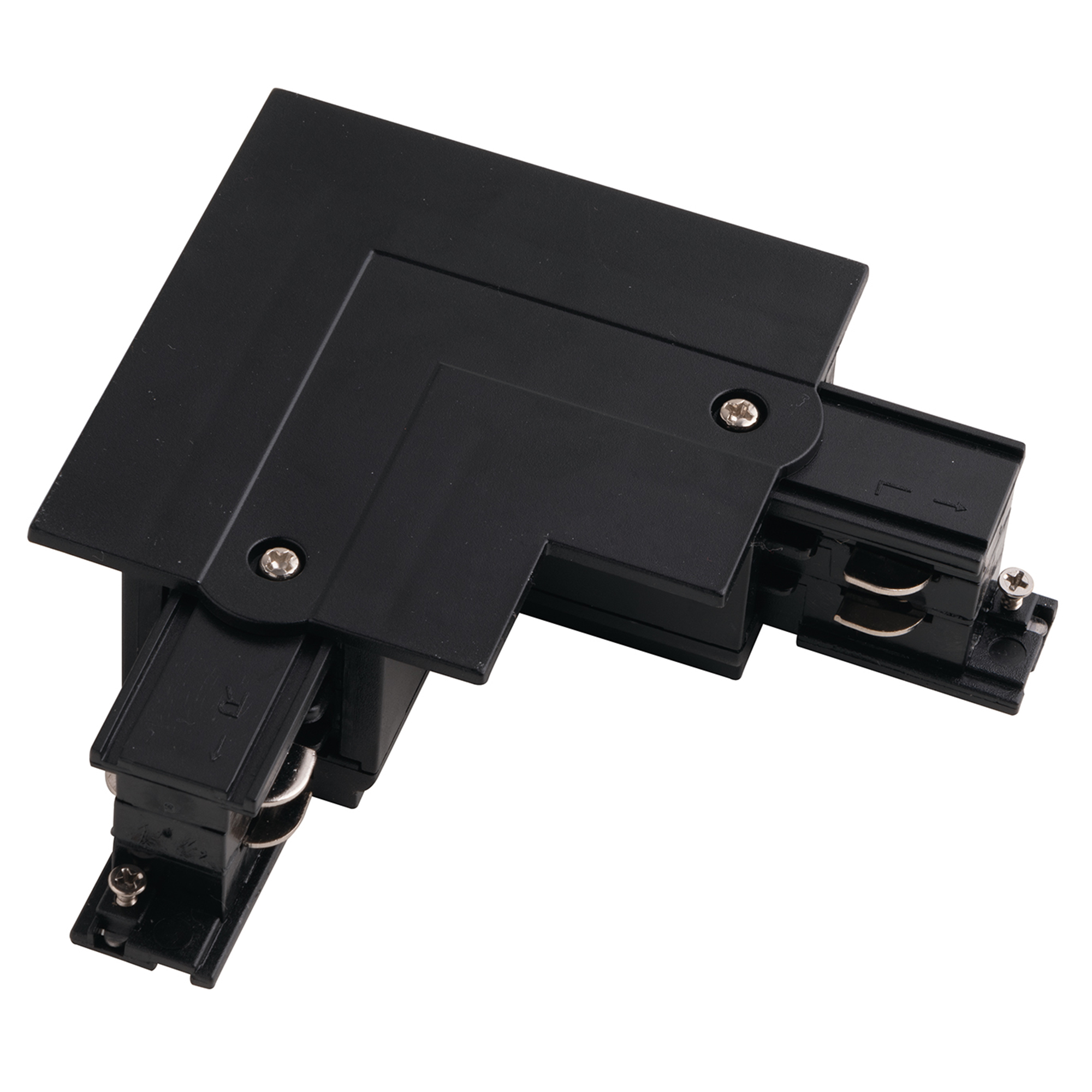 Recessed left corner connector for black three-phase tracks - Intec