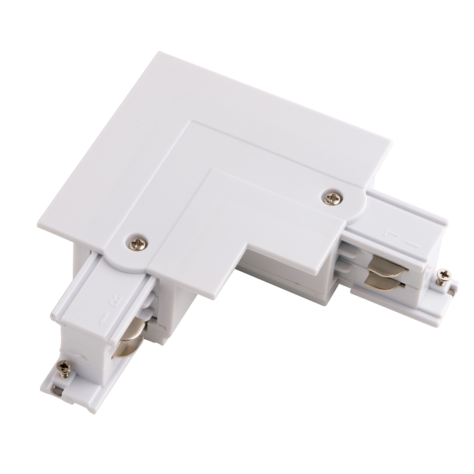 Recessed right corner connector for white three-phase tracks - Intec