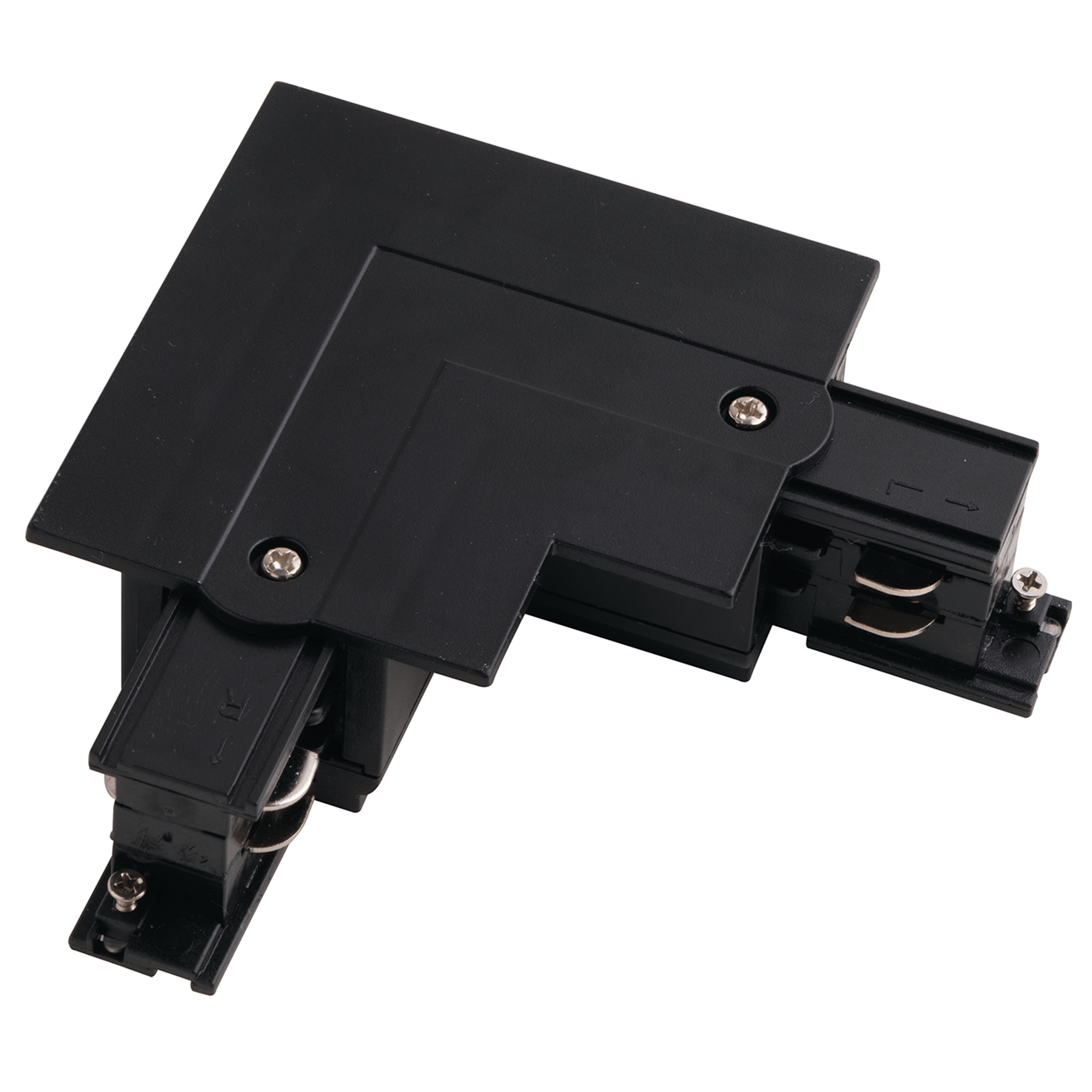 Recessed right corner connector for black three-phase tracks - Intec
