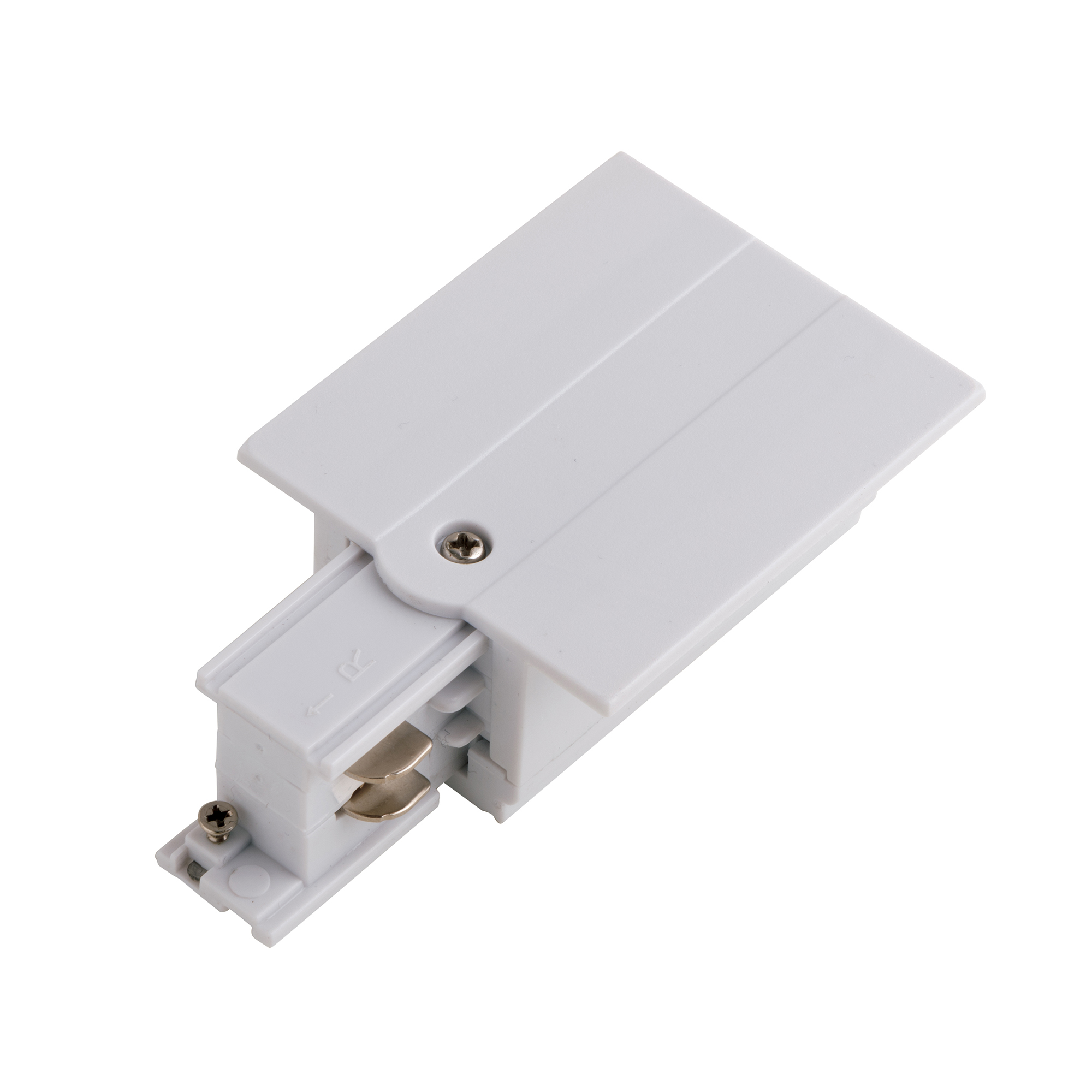 Left power feed for white recessed three-phase track - Intec
