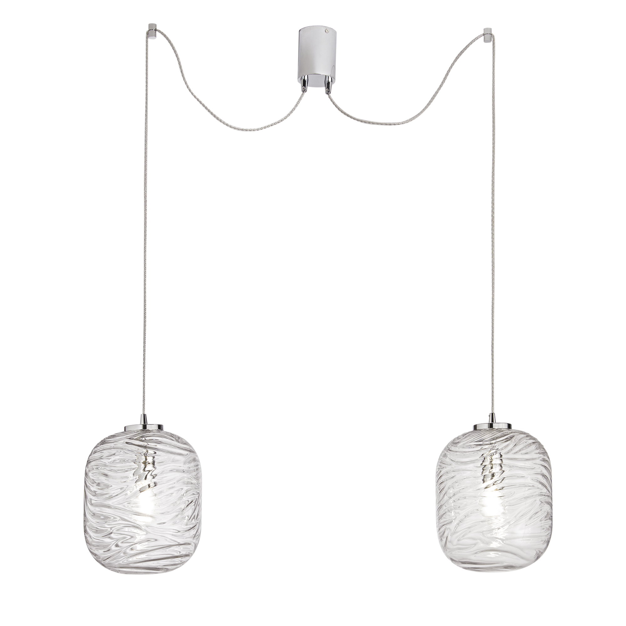 NEREIDE pendant 2 lights clear glass with concentric waves - Luce Ambiente e Design