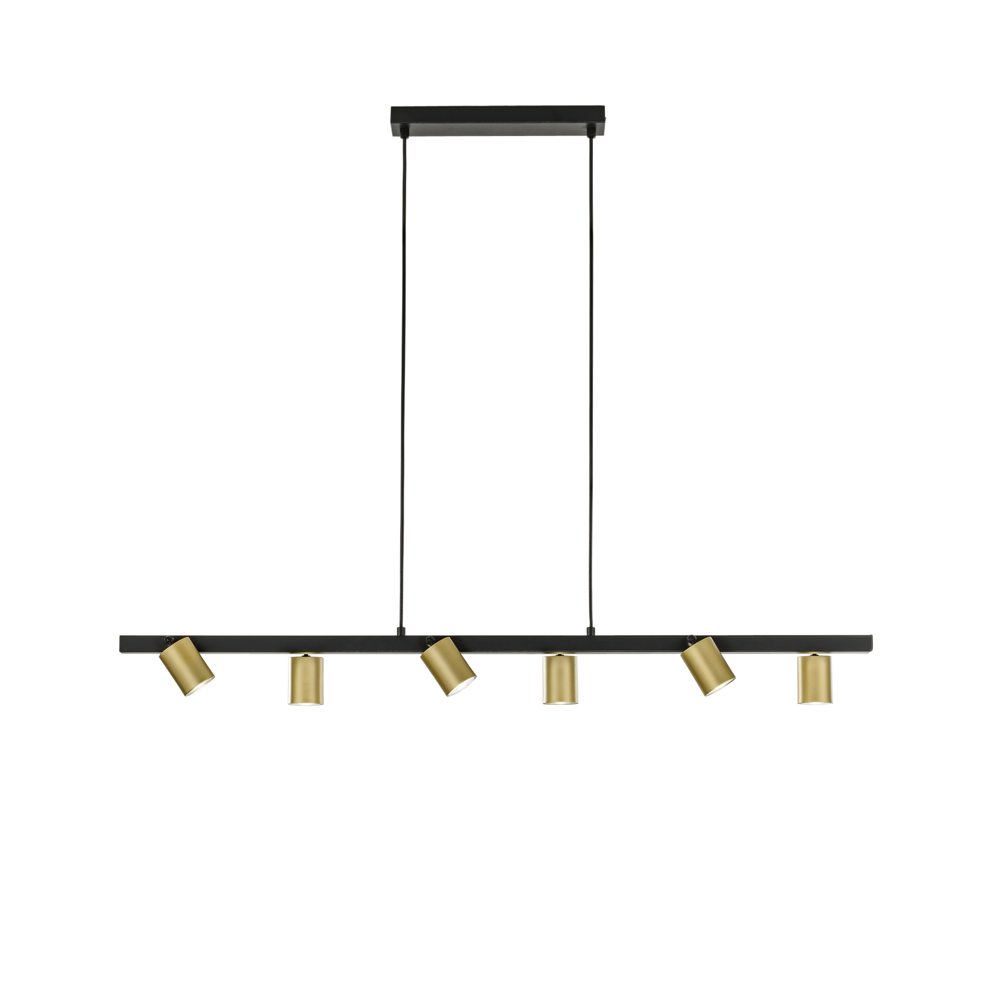 NIZZA pendant in black metal with 6 adjustable gold spots - Luce Ambiente e Design