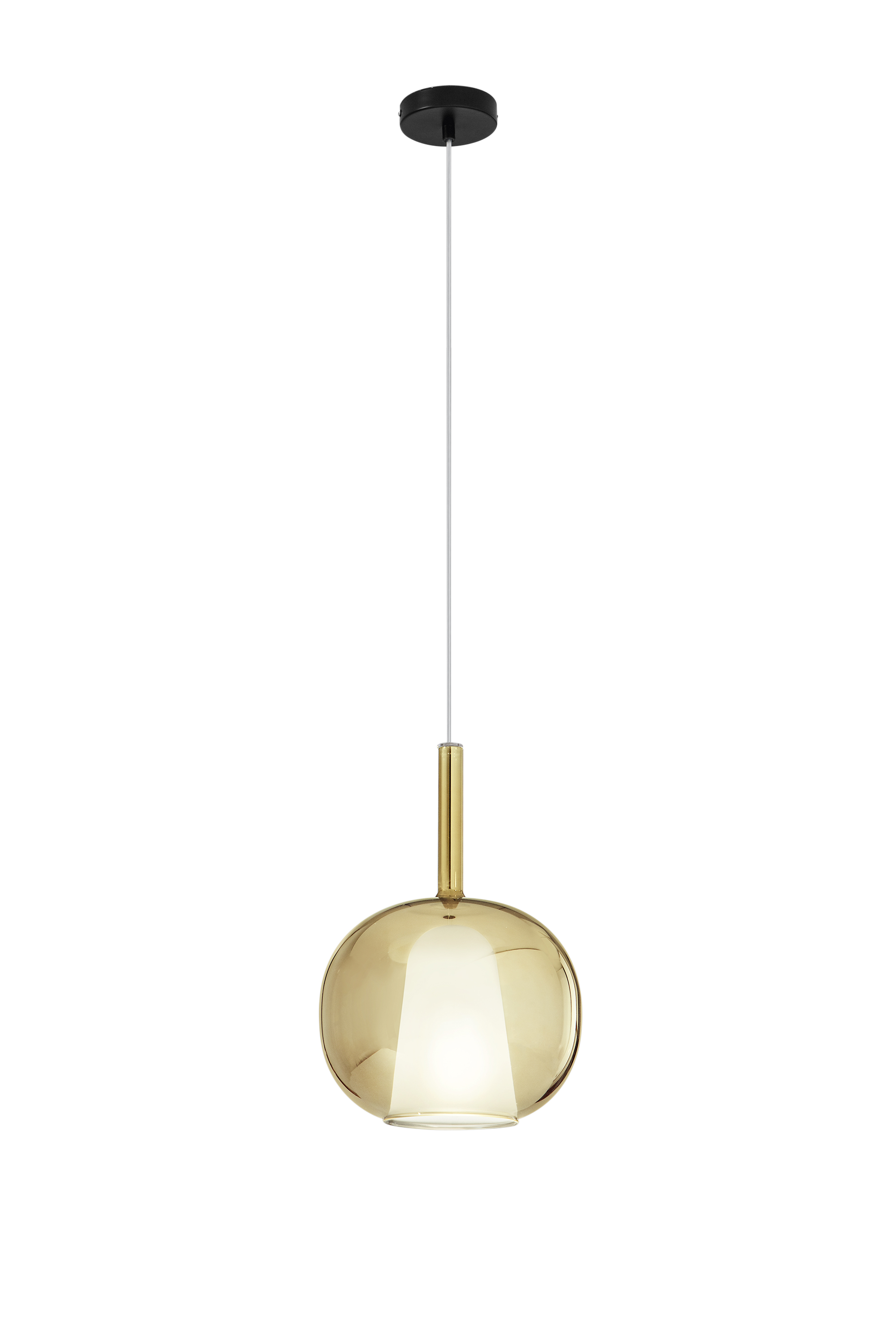 Gold Pirex pendant with double glass h 35 cm Ø 25 cm - Luce Ambiente e Design