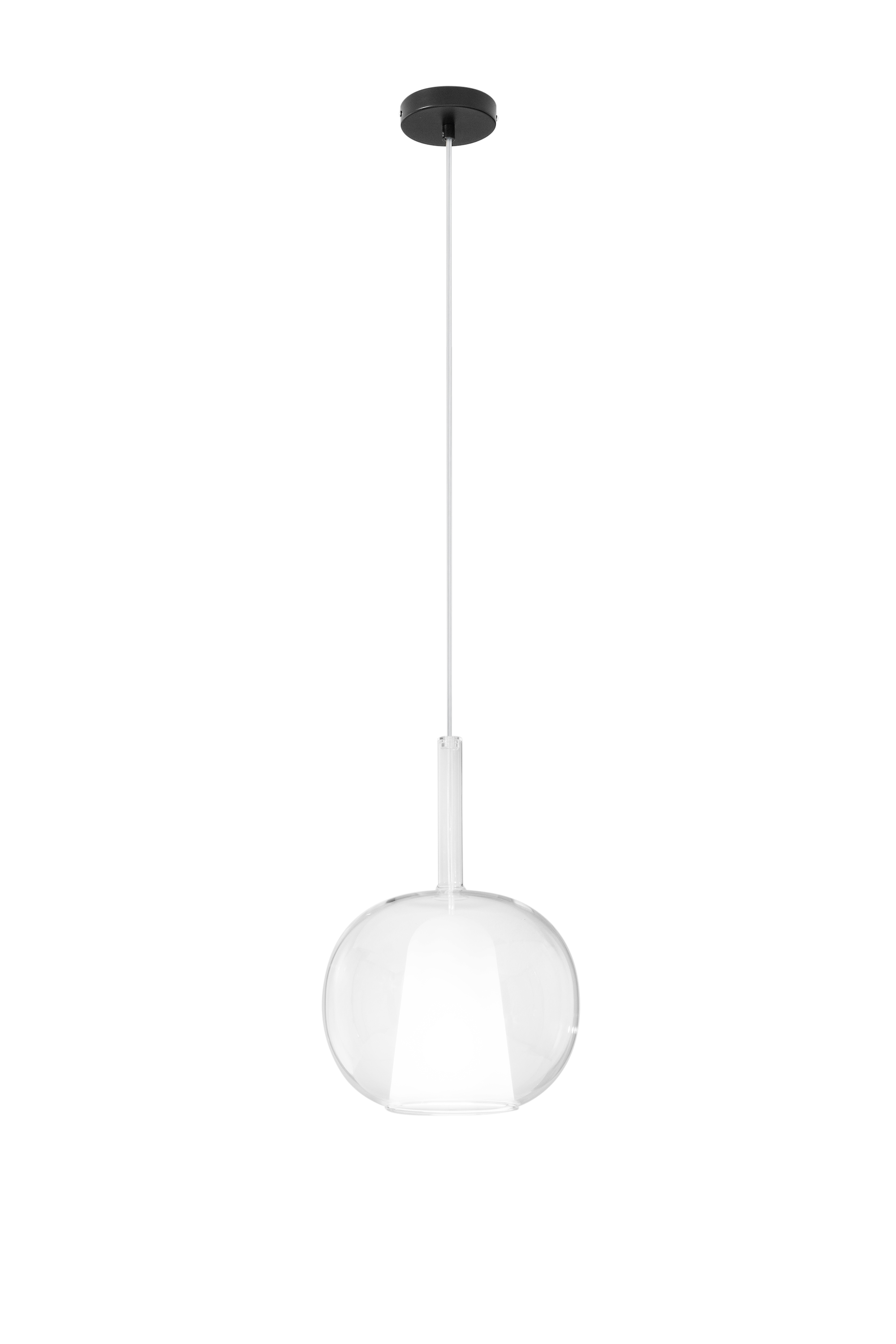 Transparent Pirex pendant with double glass h 35 cm Ø 25 cm - Luce Ambiente e Design