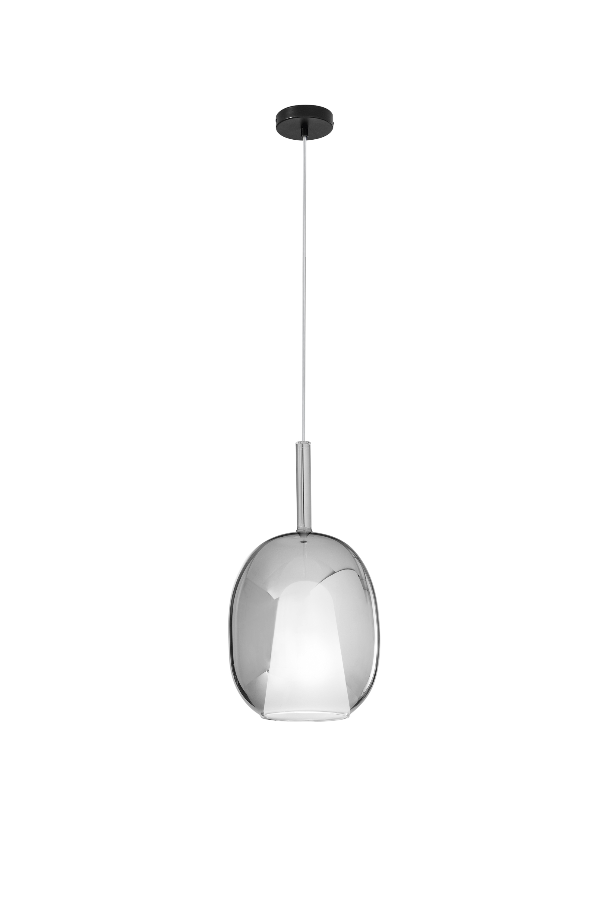 Grey Pirex pendant with double glass h 45 cm Ø 25 cm - Luce Ambiente e Design