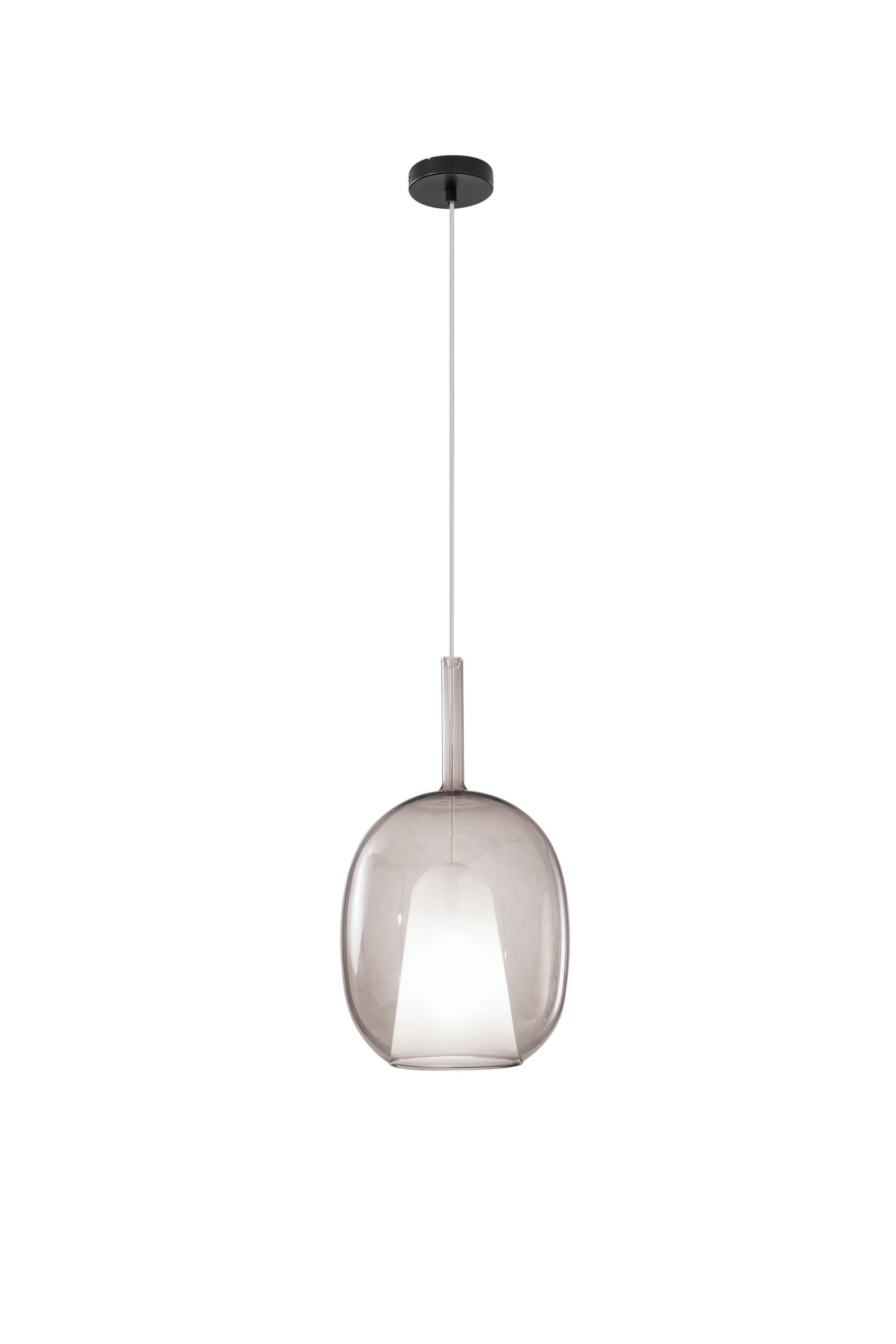 Brown Pirex pendant with double glass h 45 cm Ø 25 cm - Luce Ambiente e Design