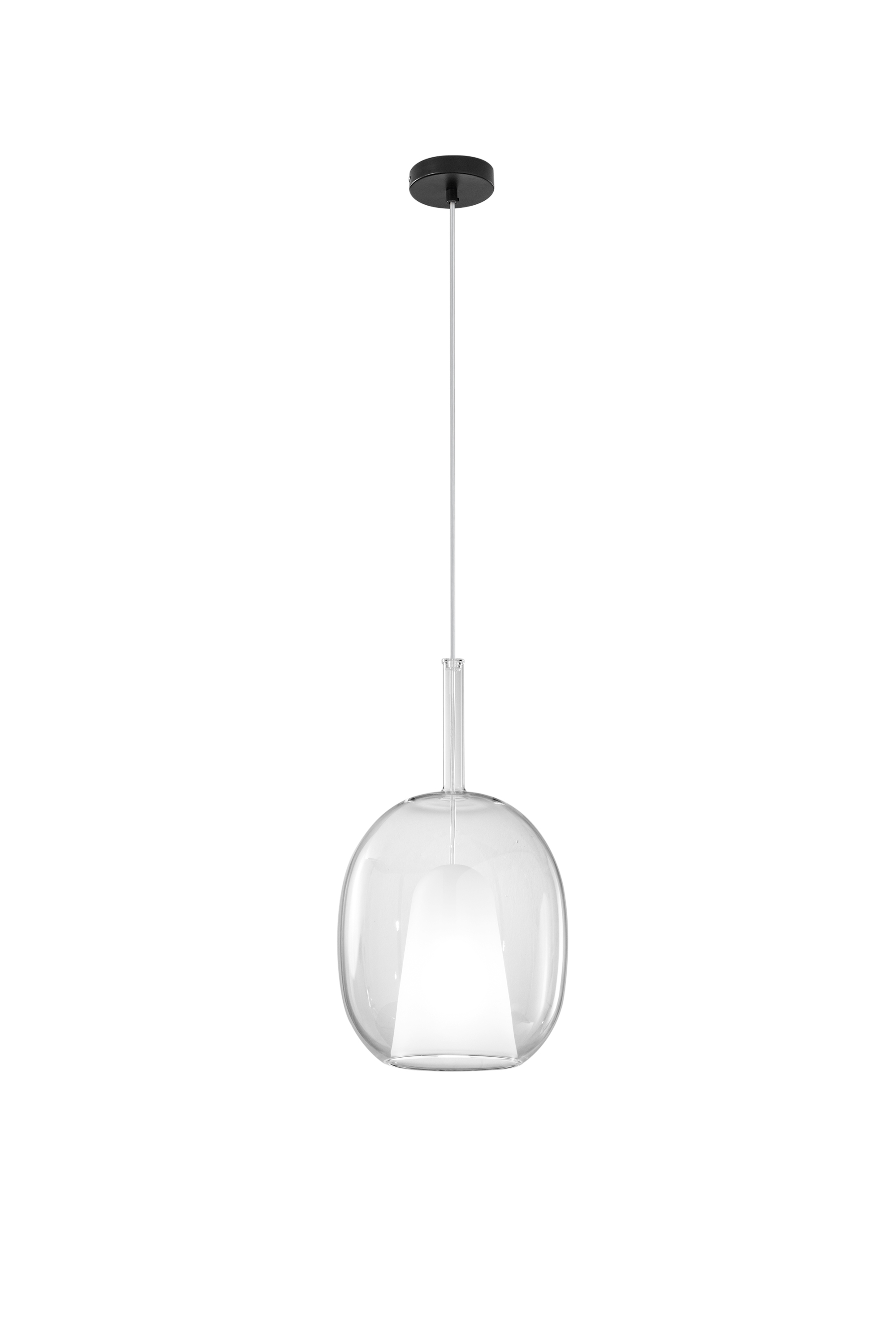 Transparent Pirex pendant with double glass h 45 cm Ø 25 cm - Luce Ambiente e Design