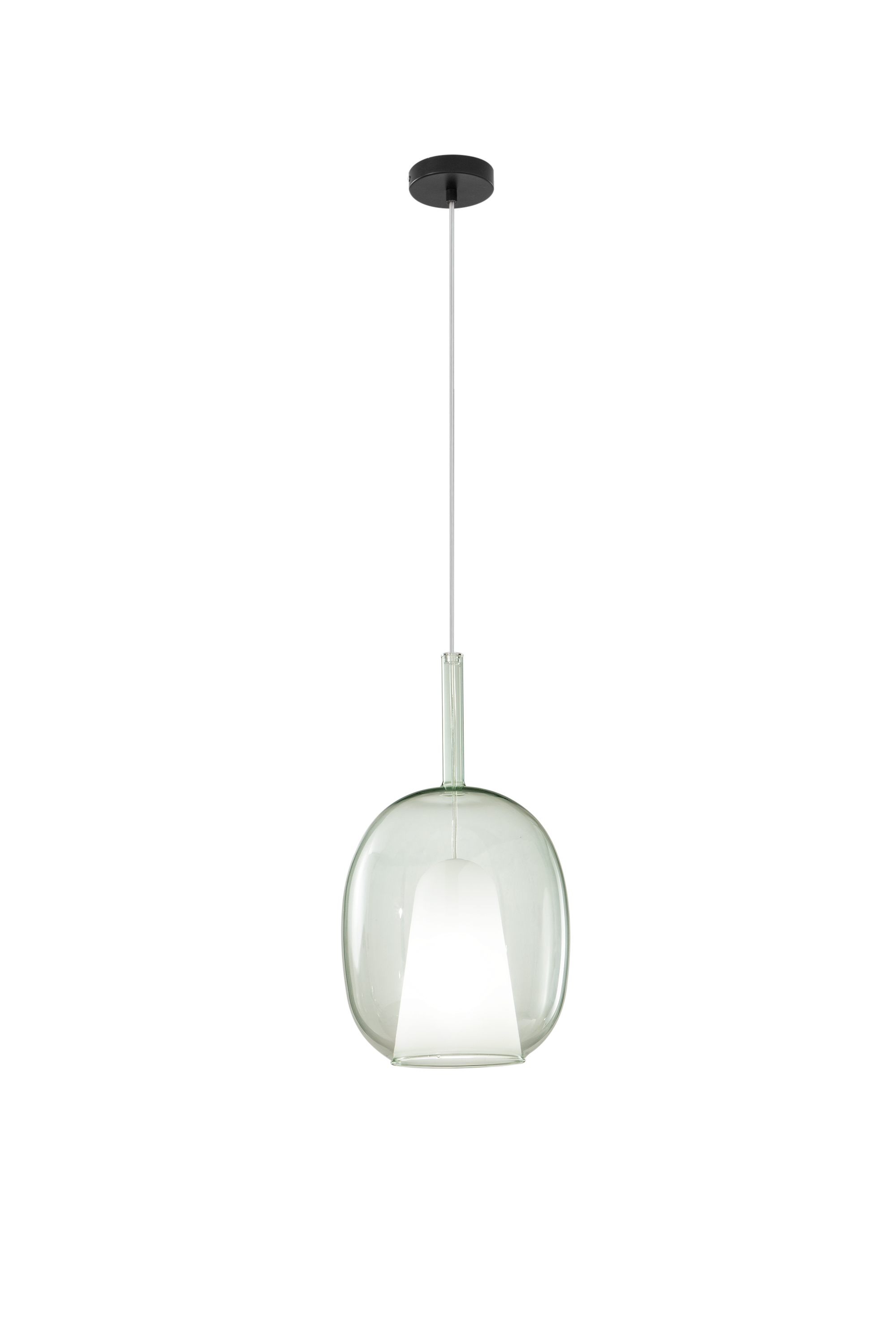 Green Pirex pendant with double glass h 45 cm Ø 25 cm - Luce Ambiente e Design