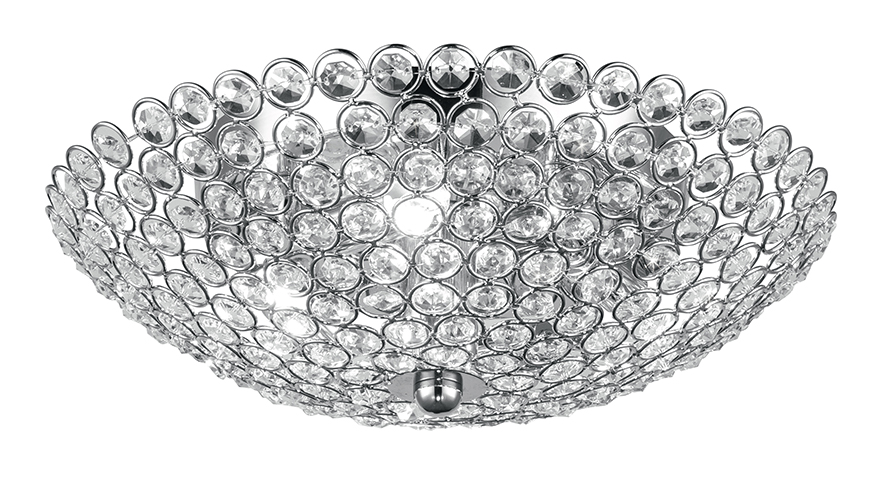 PLANET ceiling light in chrome metal and crystals Ø 32 cm - Luce Ambiente e Design