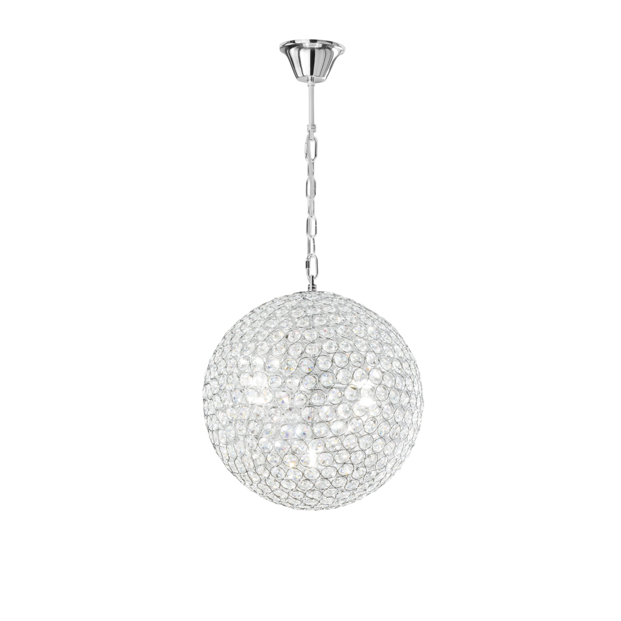 PLANET pendant in chrome metal and crystals Ø35 cm - Luce Ambiente e Design